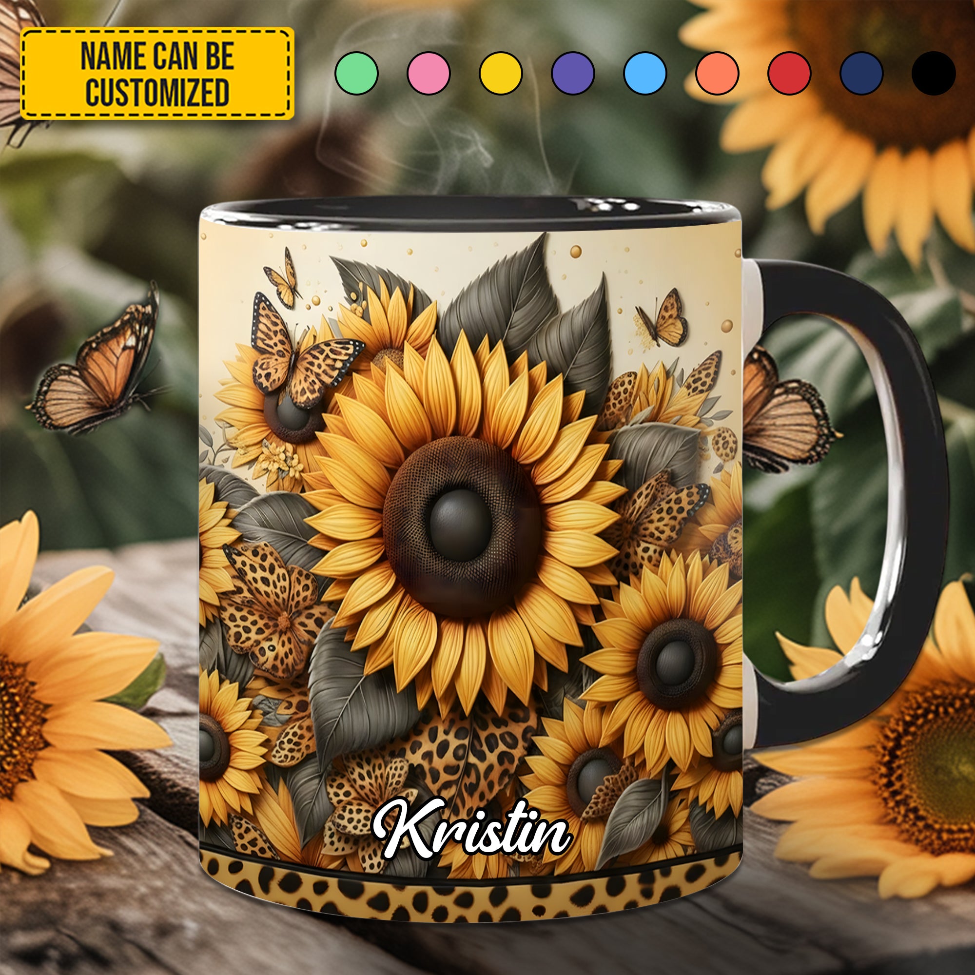 Personalized Accent Mug Beautiful Sunflower Sunflower Gifts For Friends - Image 3