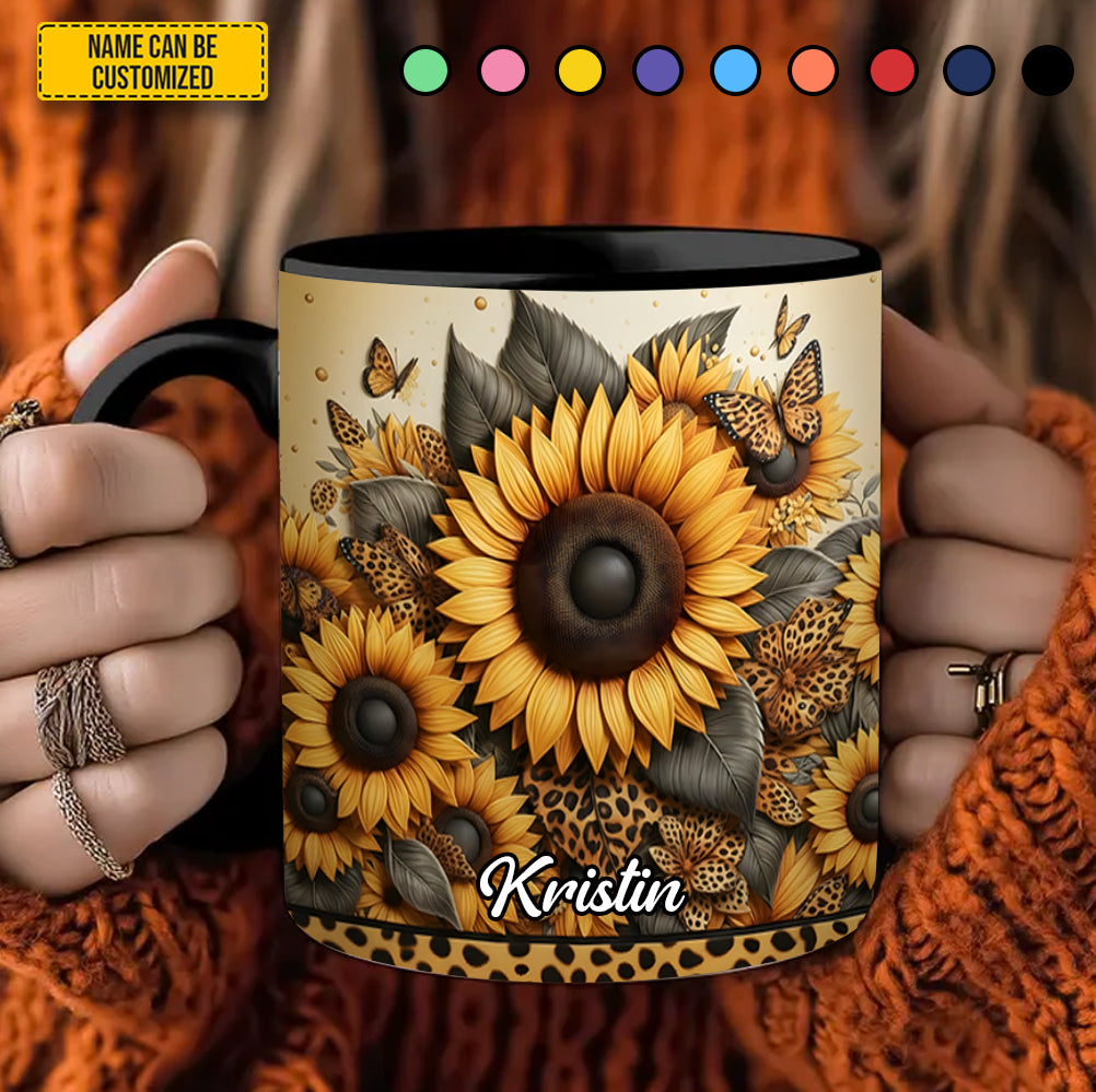 Personalized Accent Mug Beautiful Sunflower Sunflower Gifts For Friends - Image 4