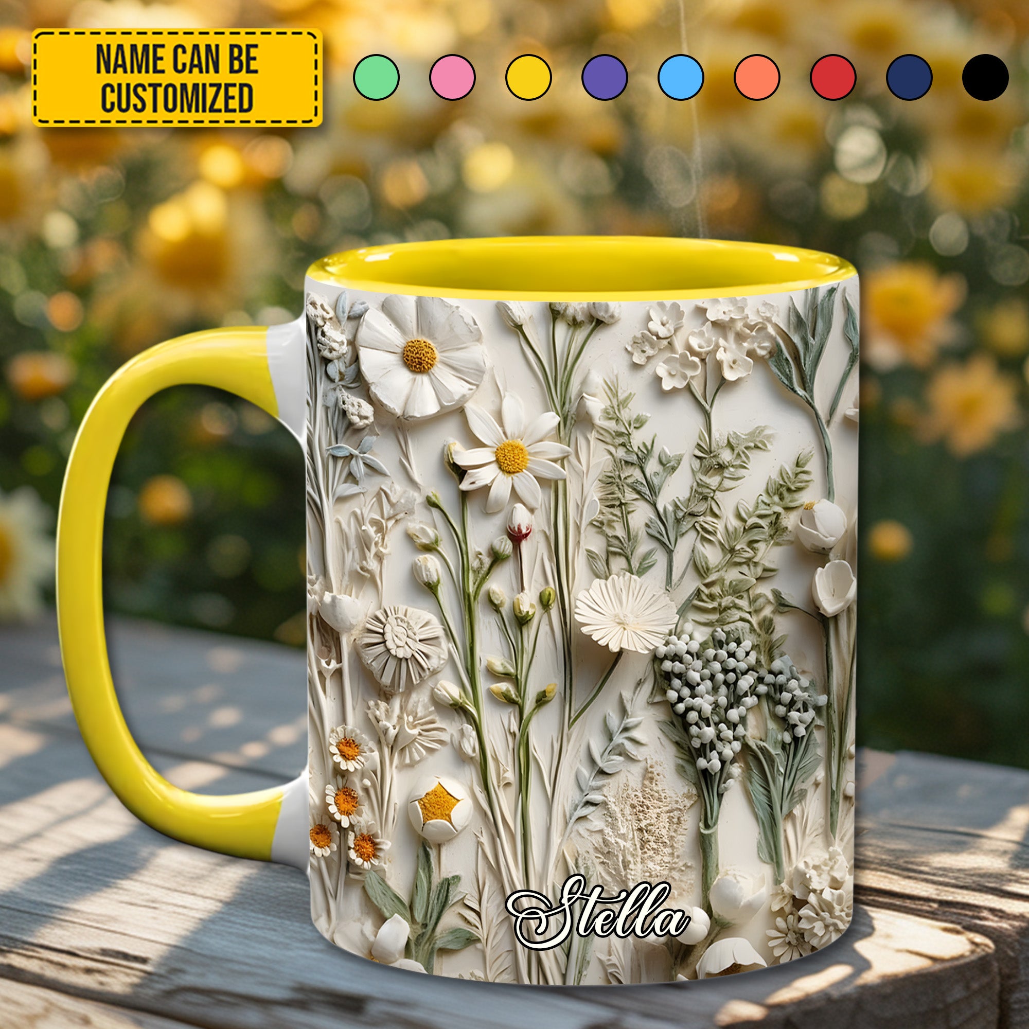 Personalized Accent Mug Beautiful Wildflower Wildflower Home Decor Gift