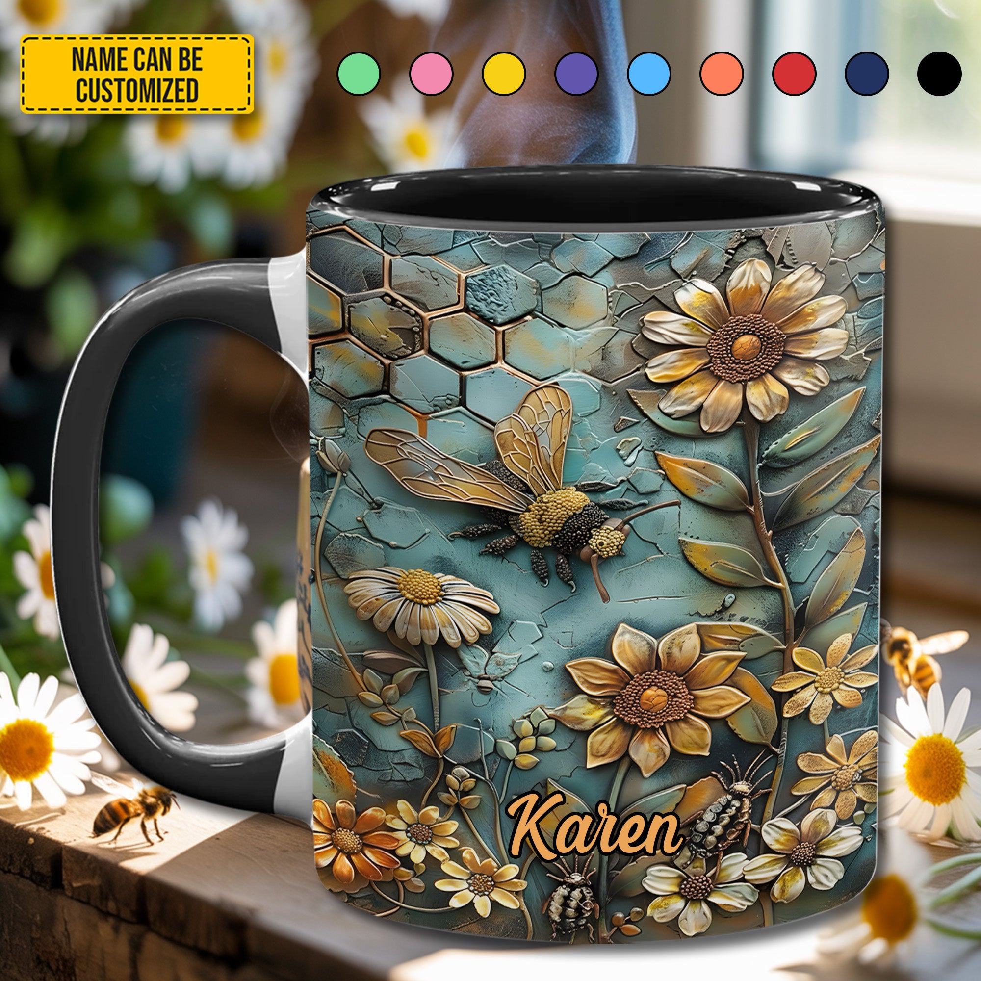 Personalized Accent Mug Bee Flowers Best Gifts For Beekeepers