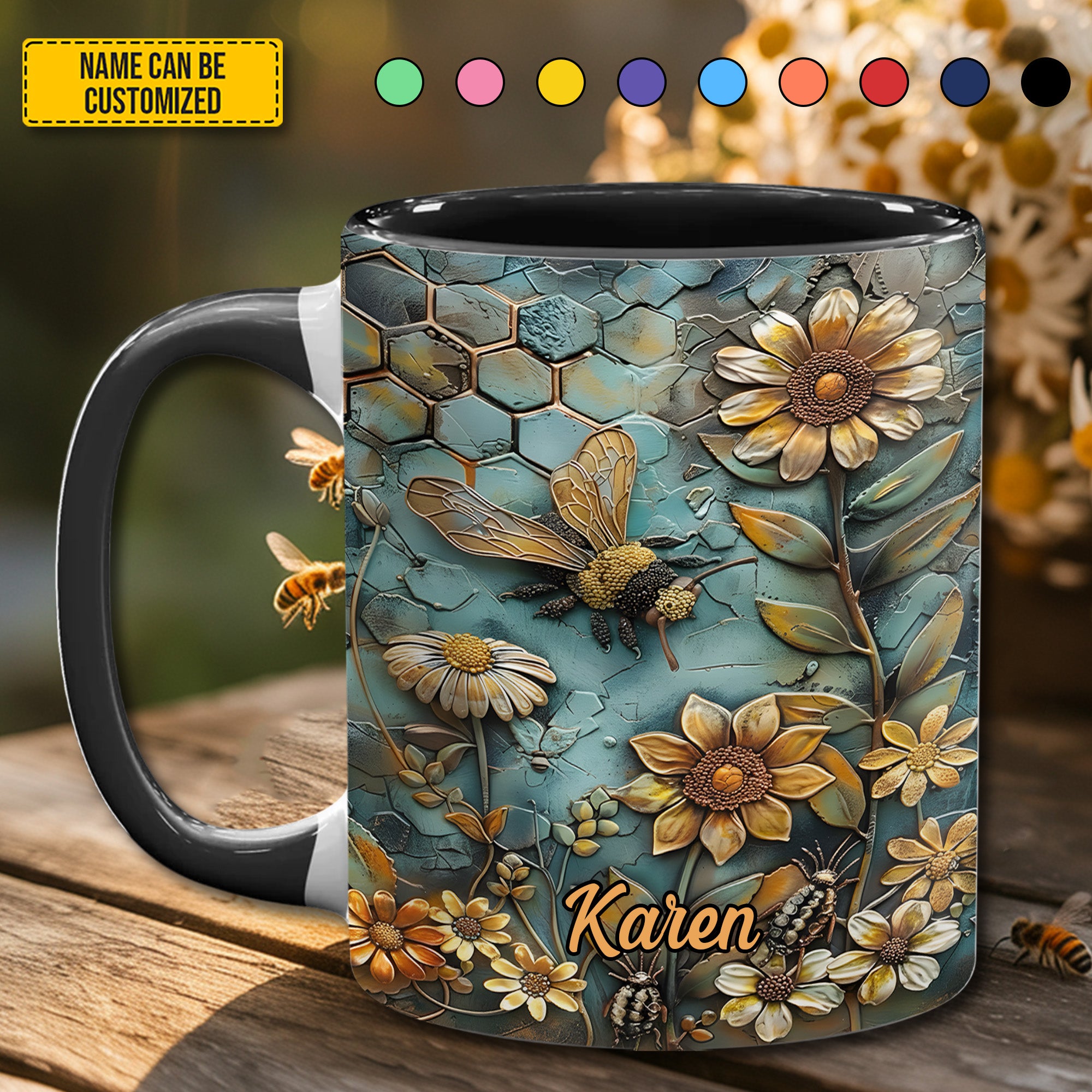 Personalized Accent Mug Bee Flowers Best Gifts For Beekeepers - Image 2