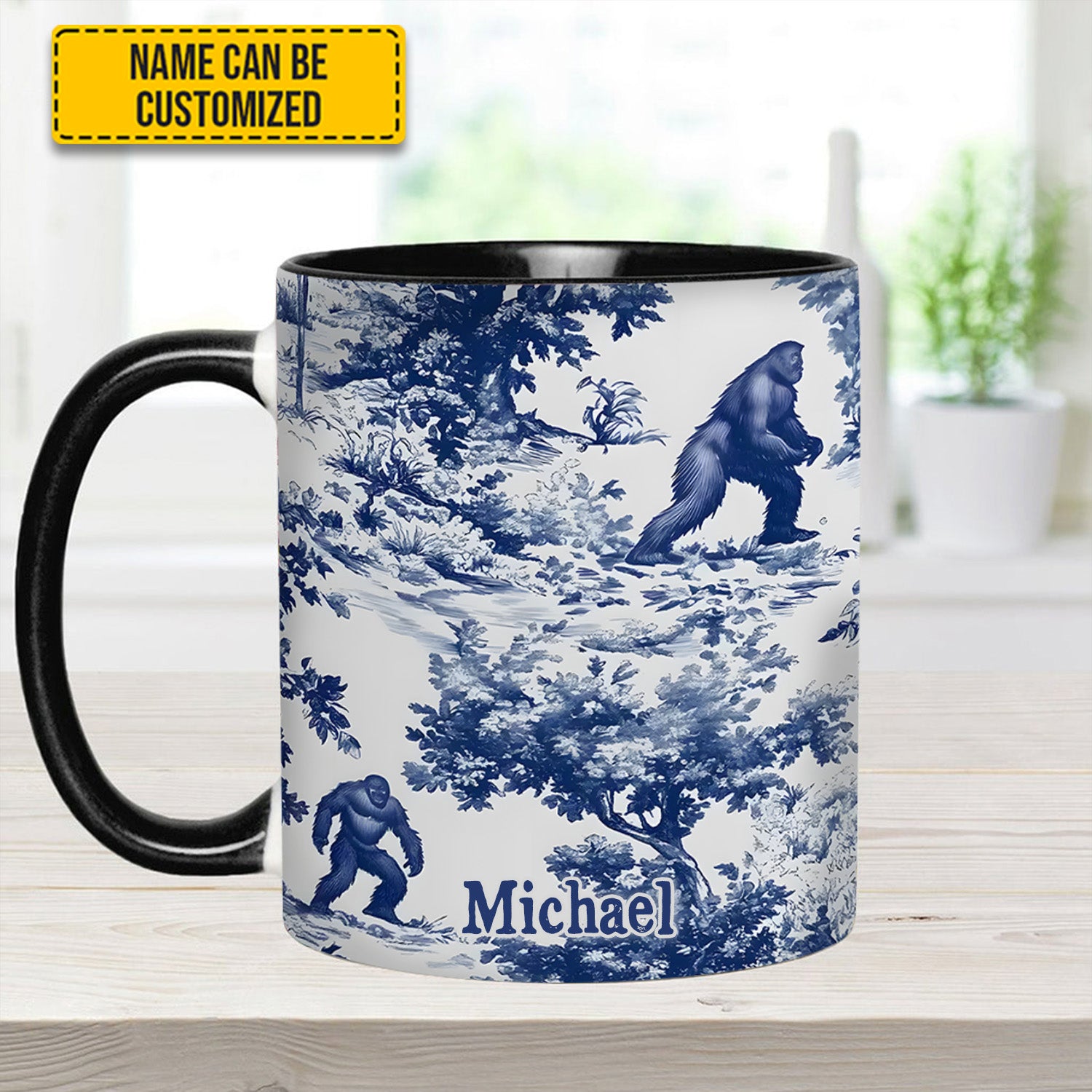 Personalized Accent Mug Bigfoot Sasquatch Print Forest Toile Funny Bigfoot Gifts For Him - Image 7