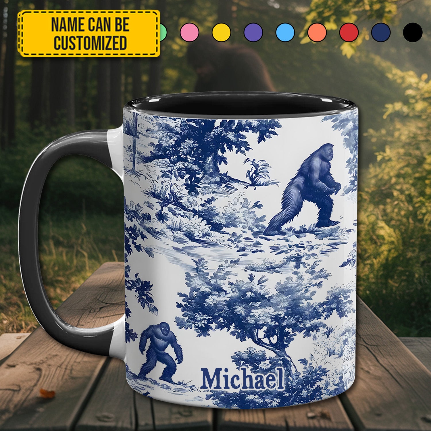 Personalized Accent Mug Bigfoot Sasquatch Print Forest Toile Funny Bigfoot Gifts For Him - Image 14