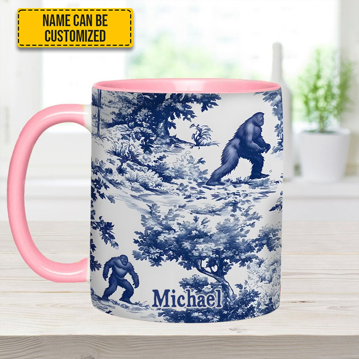 Personalized Accent Mug Bigfoot Sasquatch Print Forest Toile Funny Bigfoot Gifts For Him - Image 10