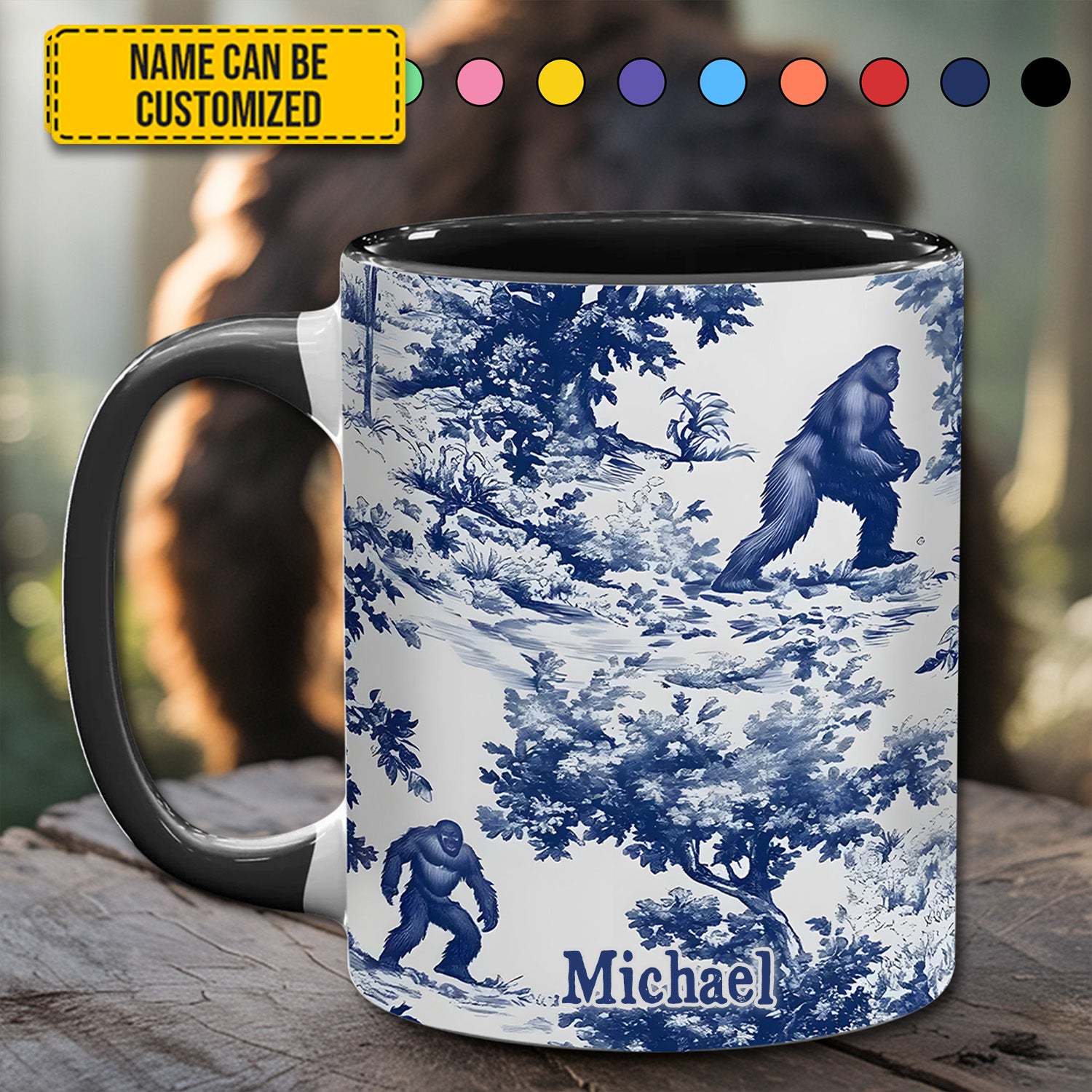 Personalized Accent Mug Bigfoot Sasquatch Print Forest Toile Funny Bigfoot Gifts For Him - Image 11