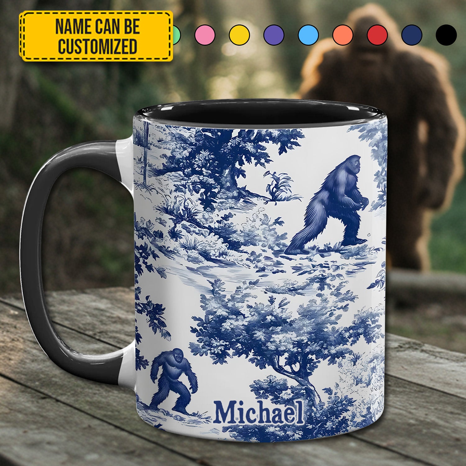Personalized Accent Mug Bigfoot Sasquatch Print Forest Toile Funny Bigfoot Gifts For Him - Image 13