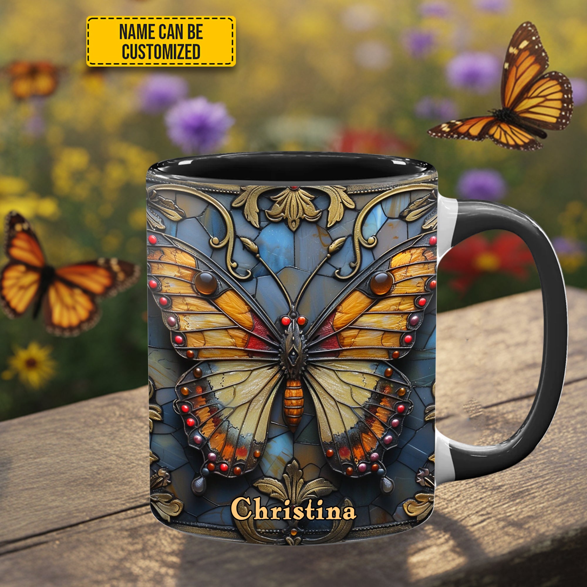Personalized Accent Mug Butterfly Accent Mug Best Butterfly over Gifts For Mom - Image 2