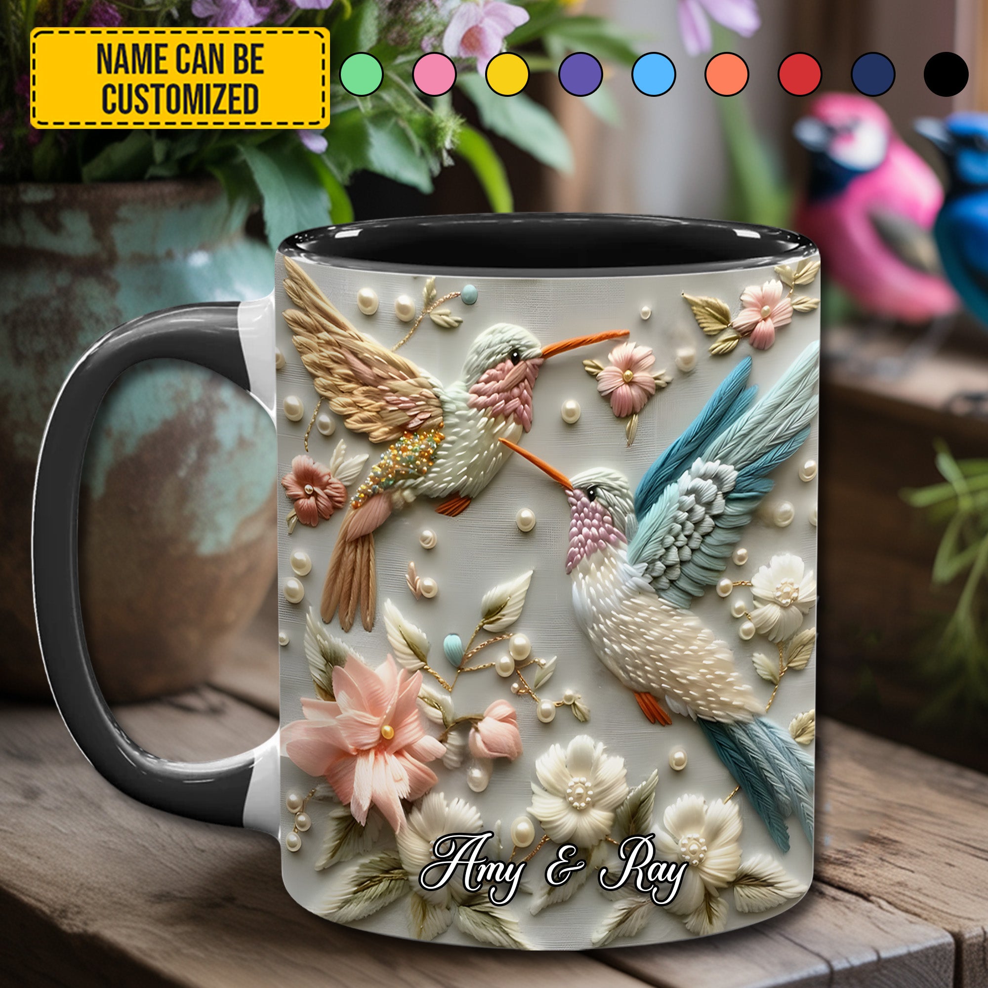 Personalized Accent Mug Couple Hummingbird Hummingbird Themed Gifts - Image 5