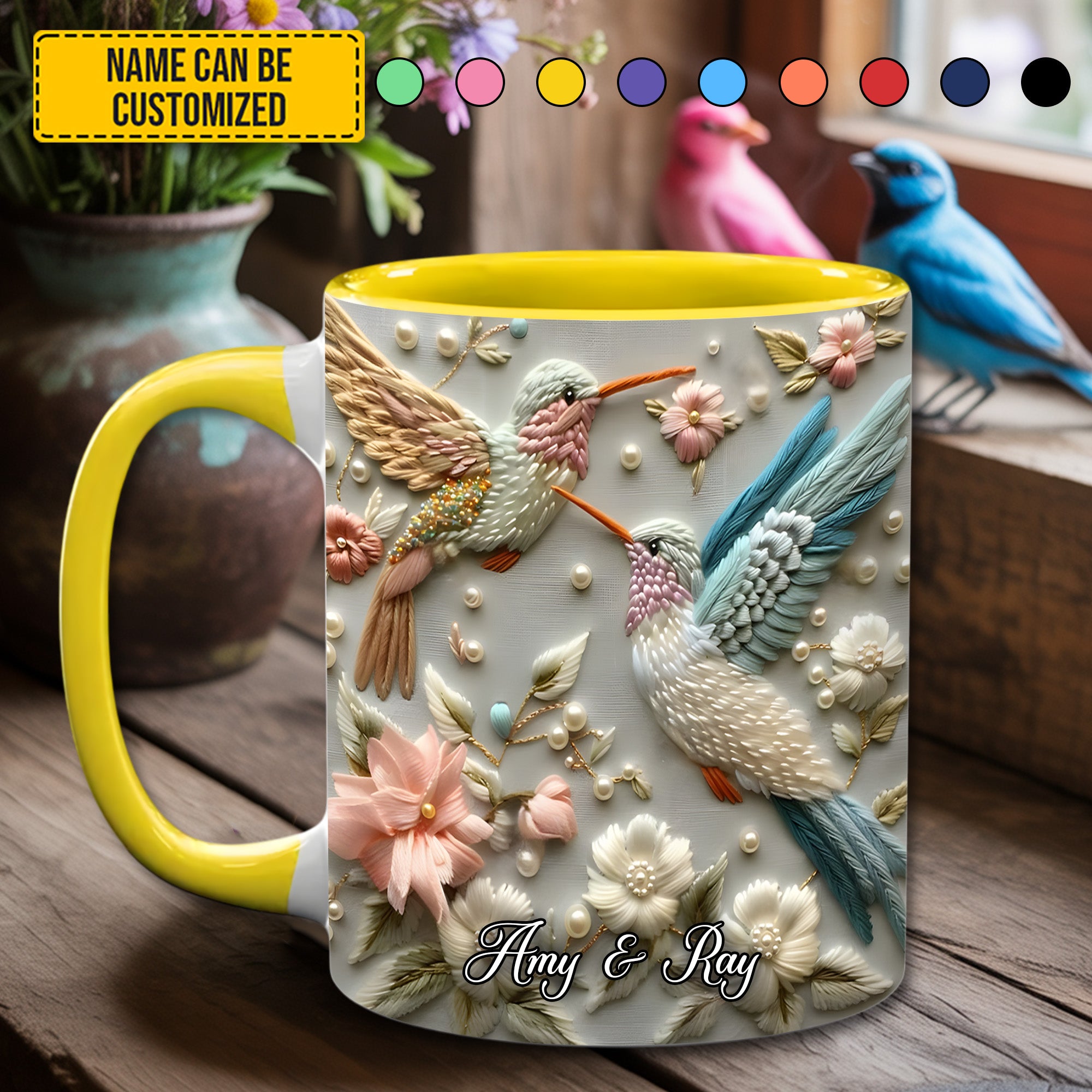Personalized Accent Mug Couple Hummingbird Hummingbird Themed Gifts - Image 3