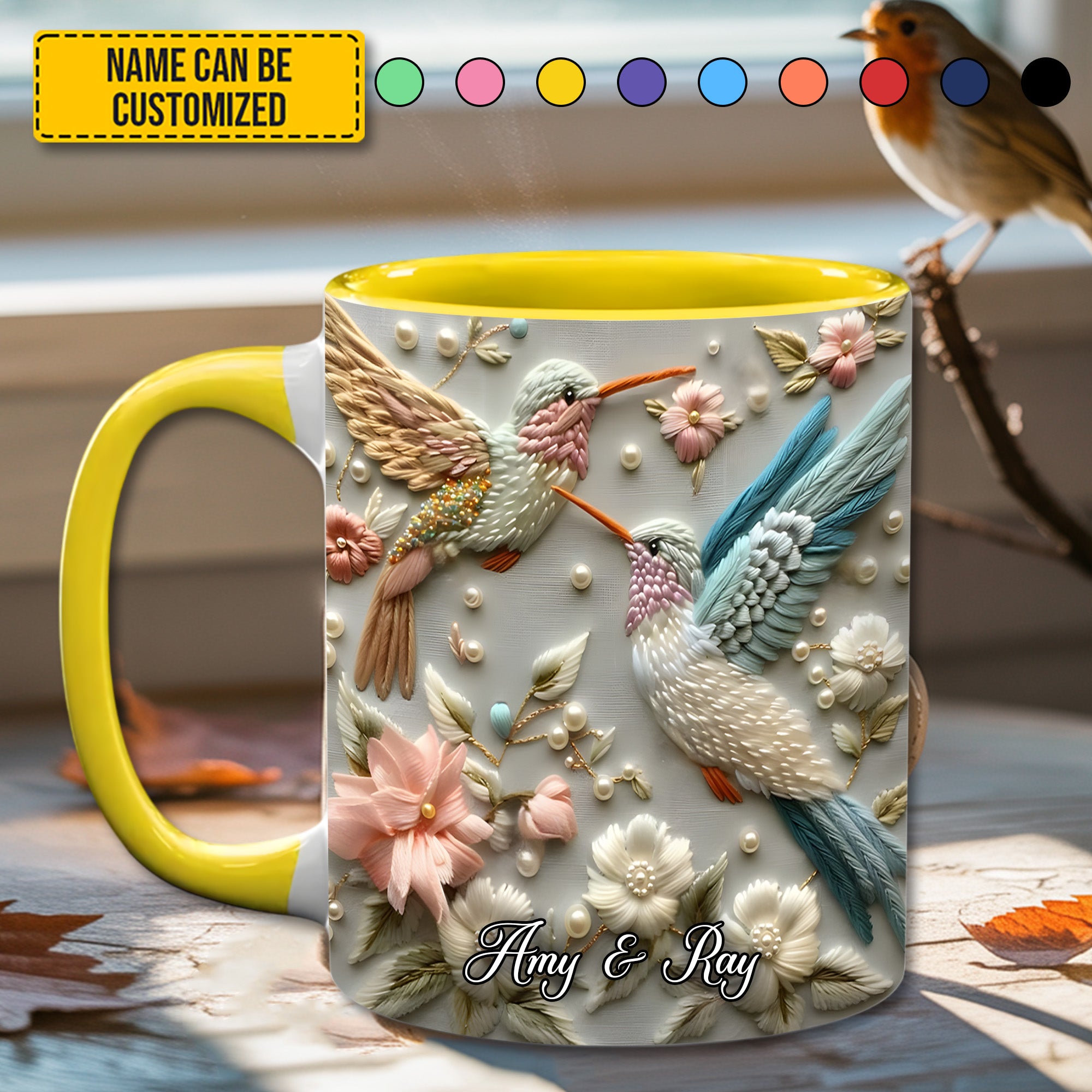 Personalized Accent Mug Couple Hummingbird Hummingbird Themed Gifts - Image 2