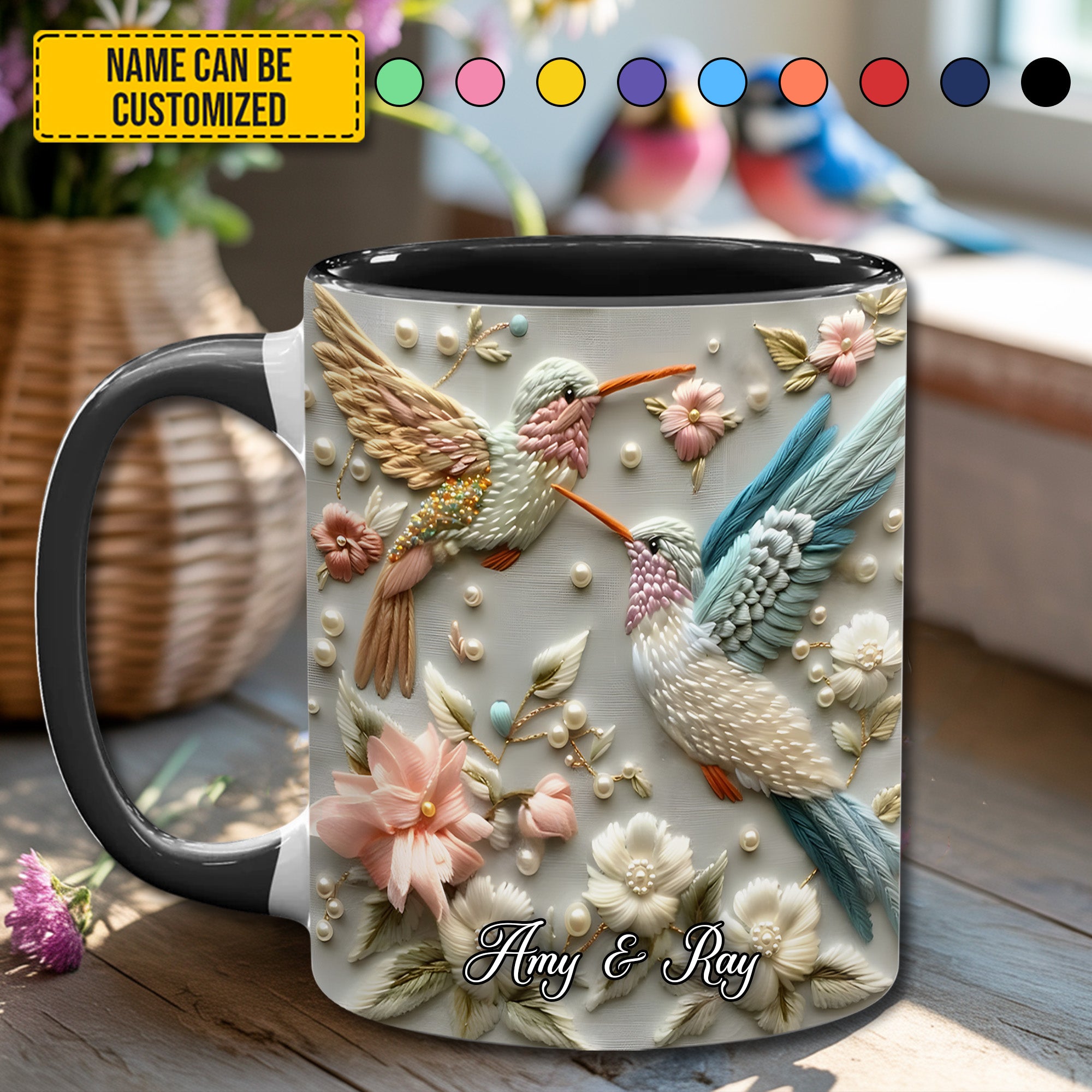 Personalized Accent Mug Couple Hummingbird Hummingbird Themed Gifts - Image 4