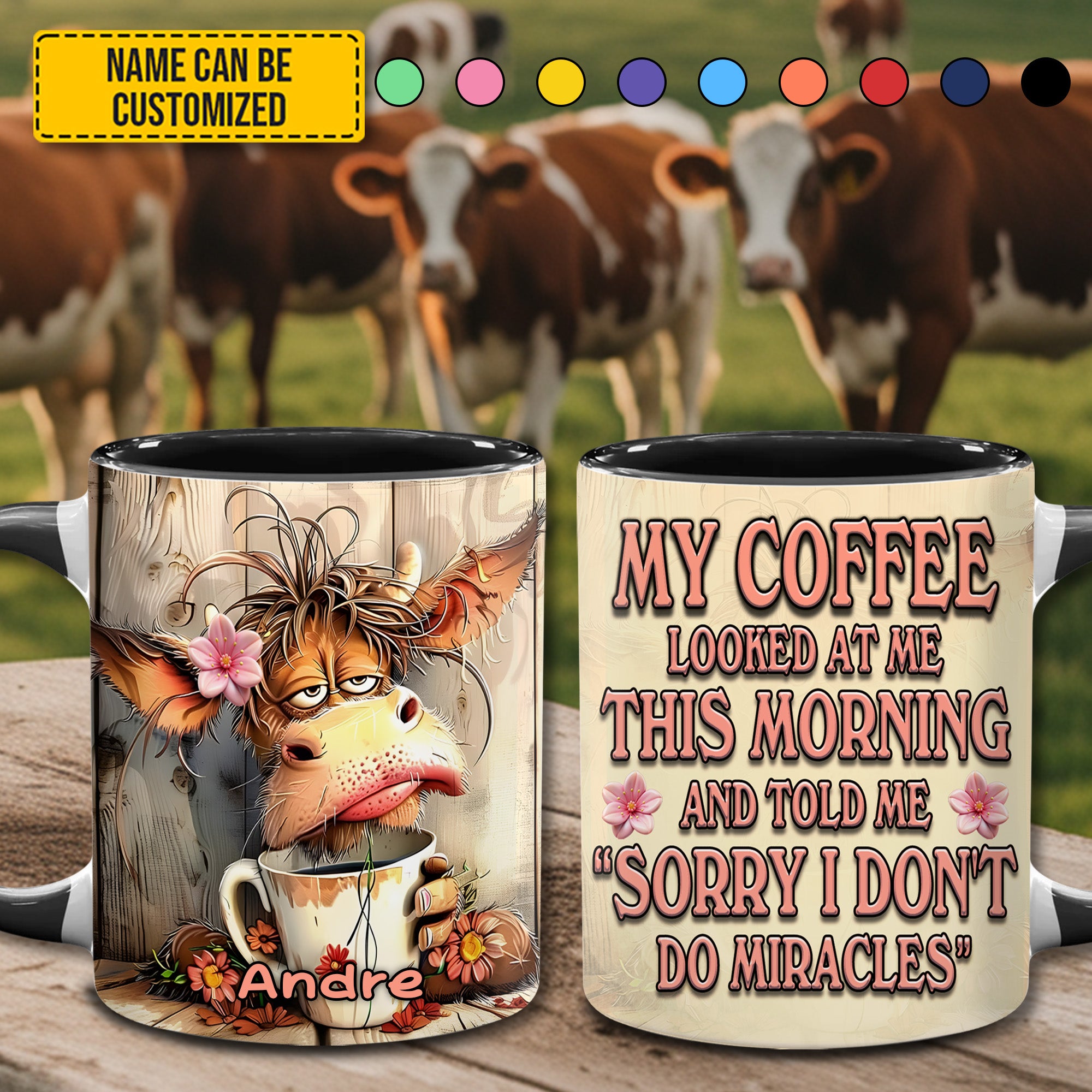 Personalized Accent Mug Cow Funny Accent Mug Gifts For Highland Cow Lovers - Image 4