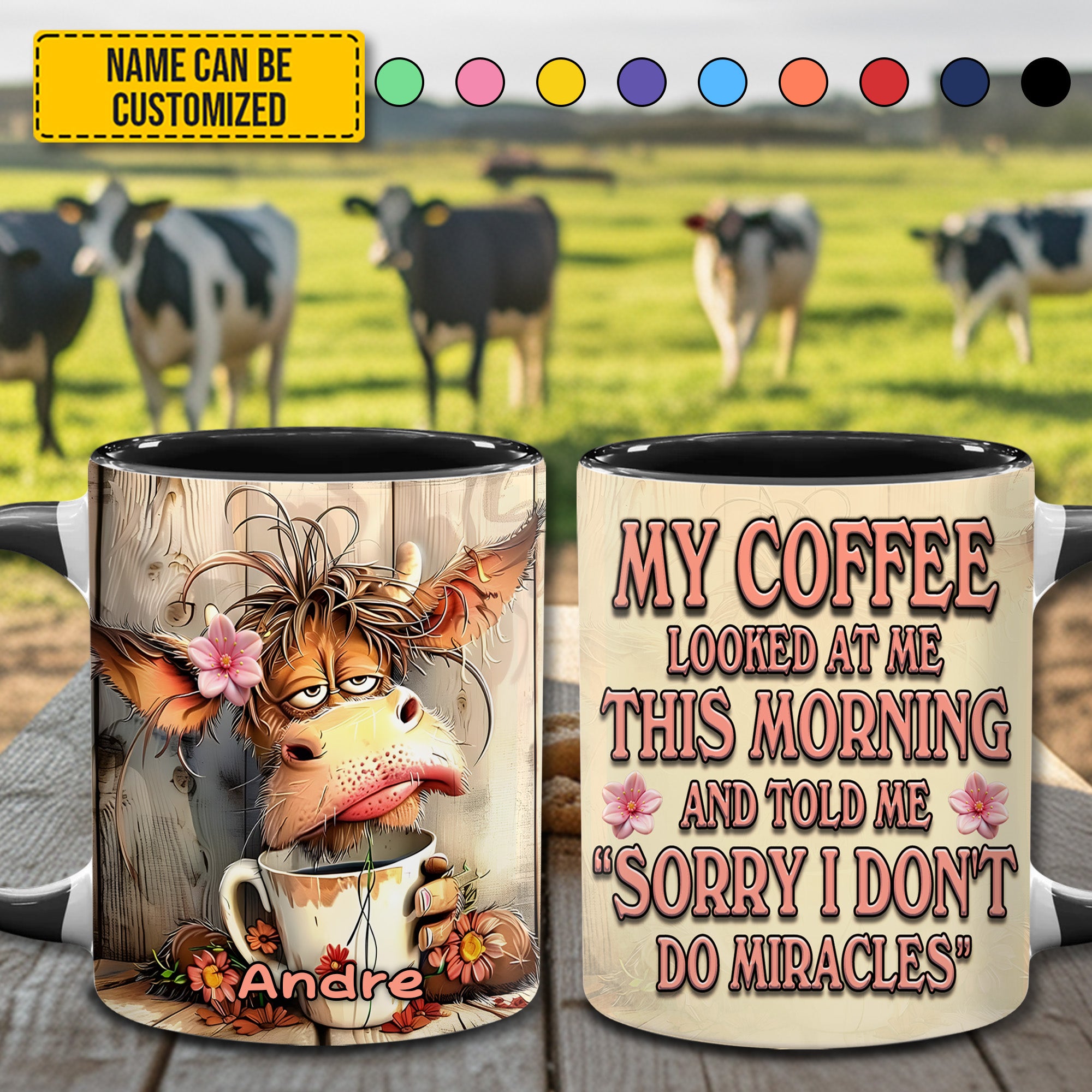 Personalized Accent Mug Cow Funny Accent Mug Gifts For Highland Cow Lovers - Image 3