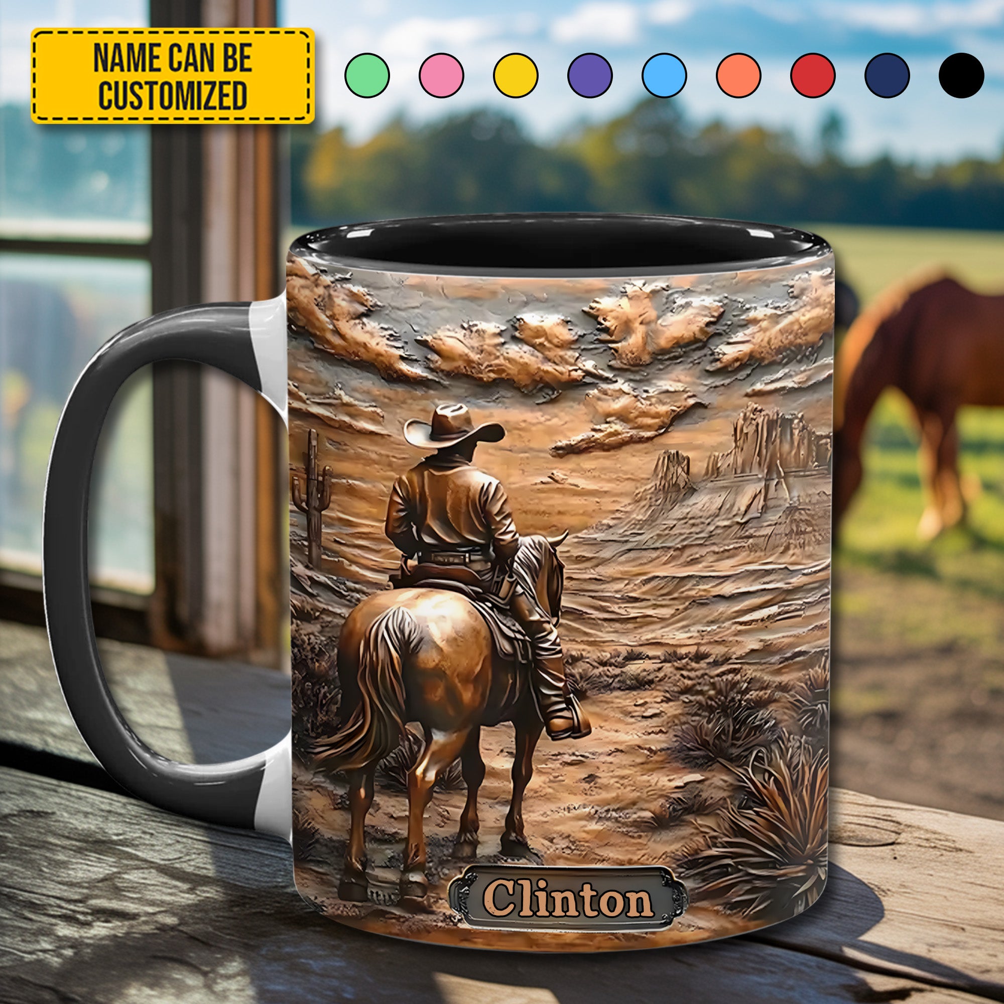 Personalized Accent Mug Cowboy & Horse Horse Gifts For Equestrian Riders - Image 3