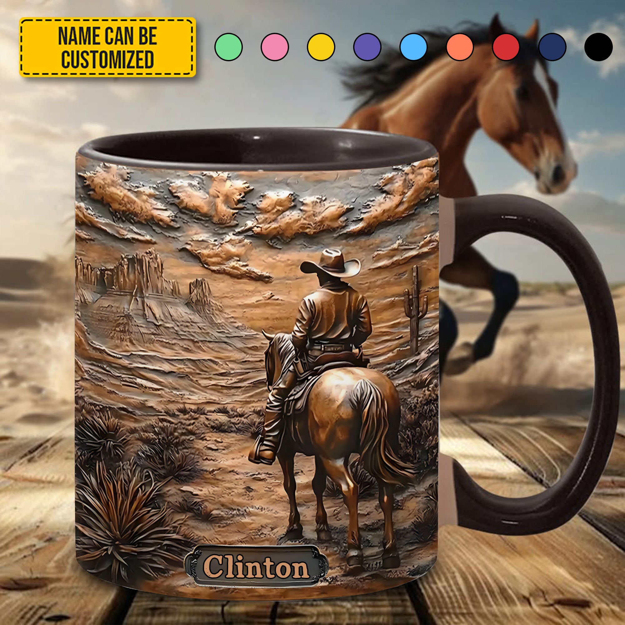 Personalized Accent Mug Cowboy & Horse Horse Gifts For Equestrian Riders - Image 4
