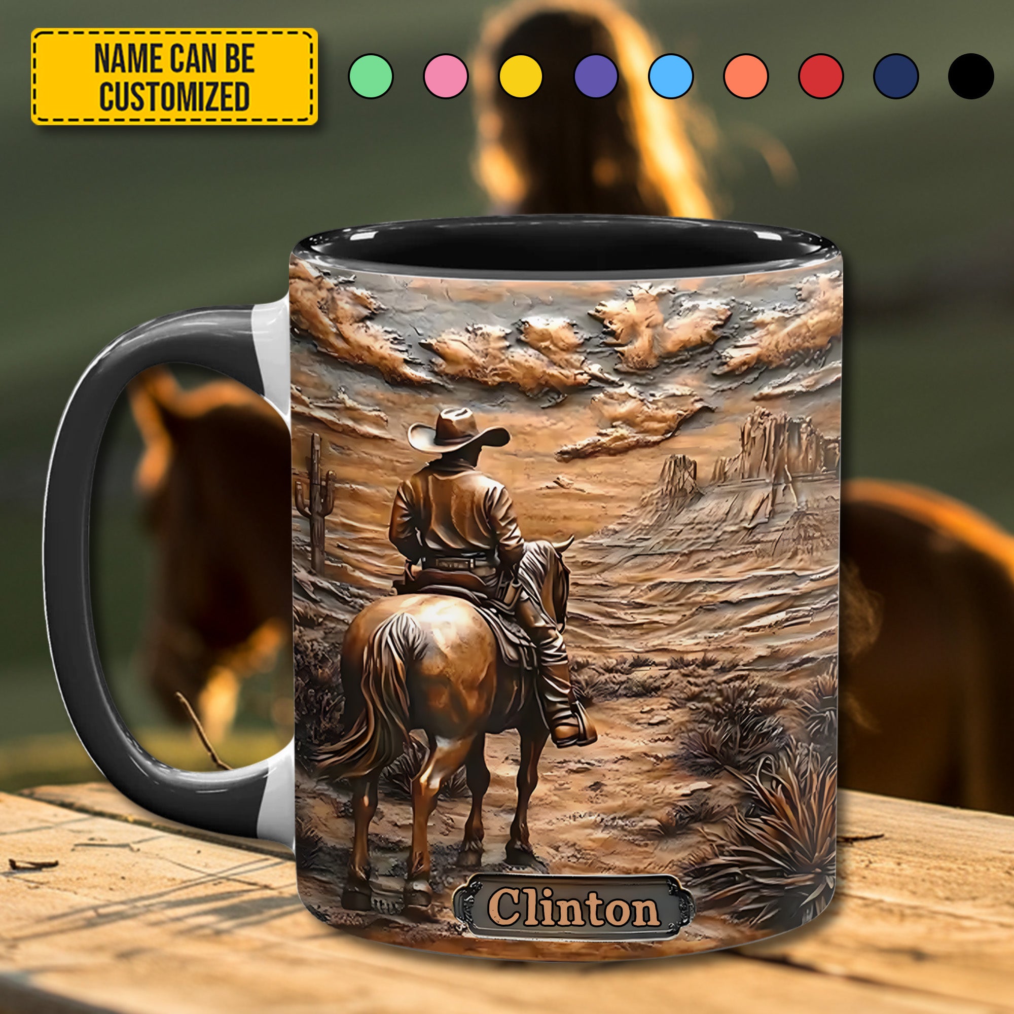 Personalized Accent Mug Cowboy & Horse Horse Gifts For Equestrian Riders - Image 2