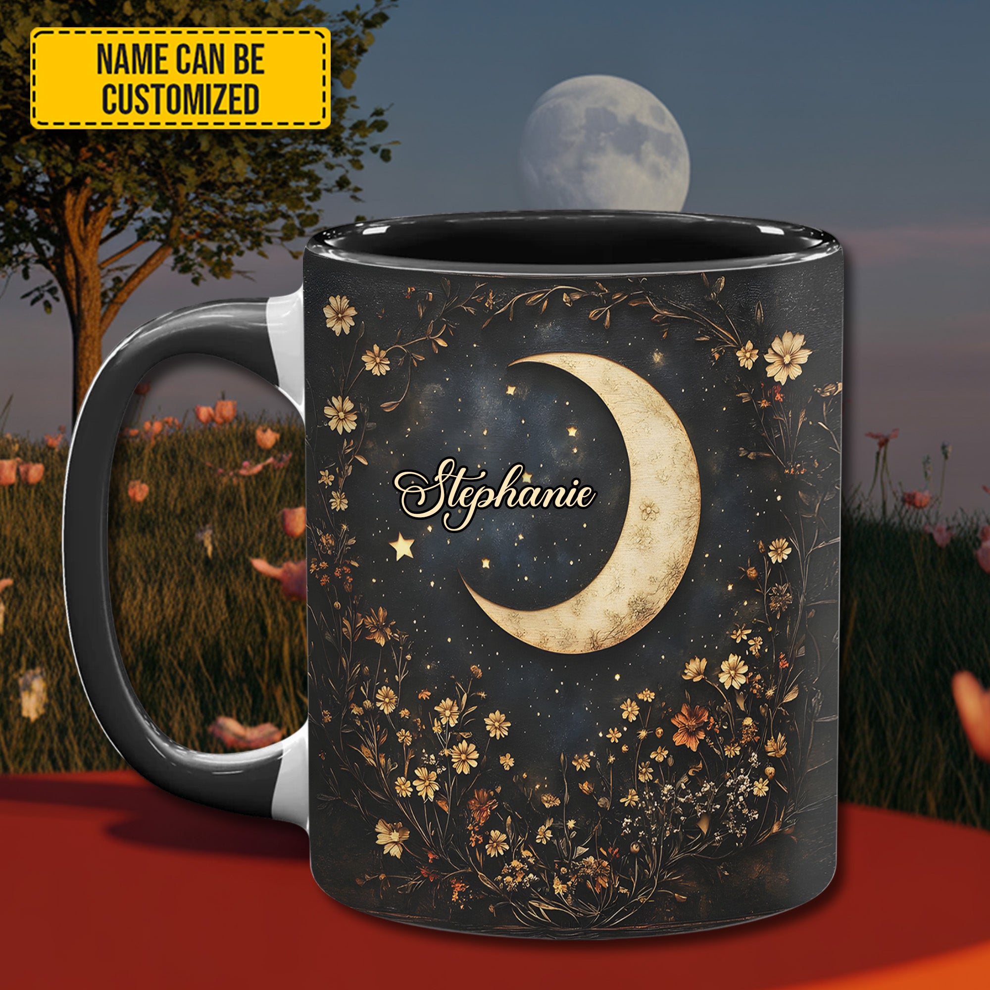 Personalized Accent Mug Crescent Moon Wildflower Gift For Wildflower Gardeners - Image 2