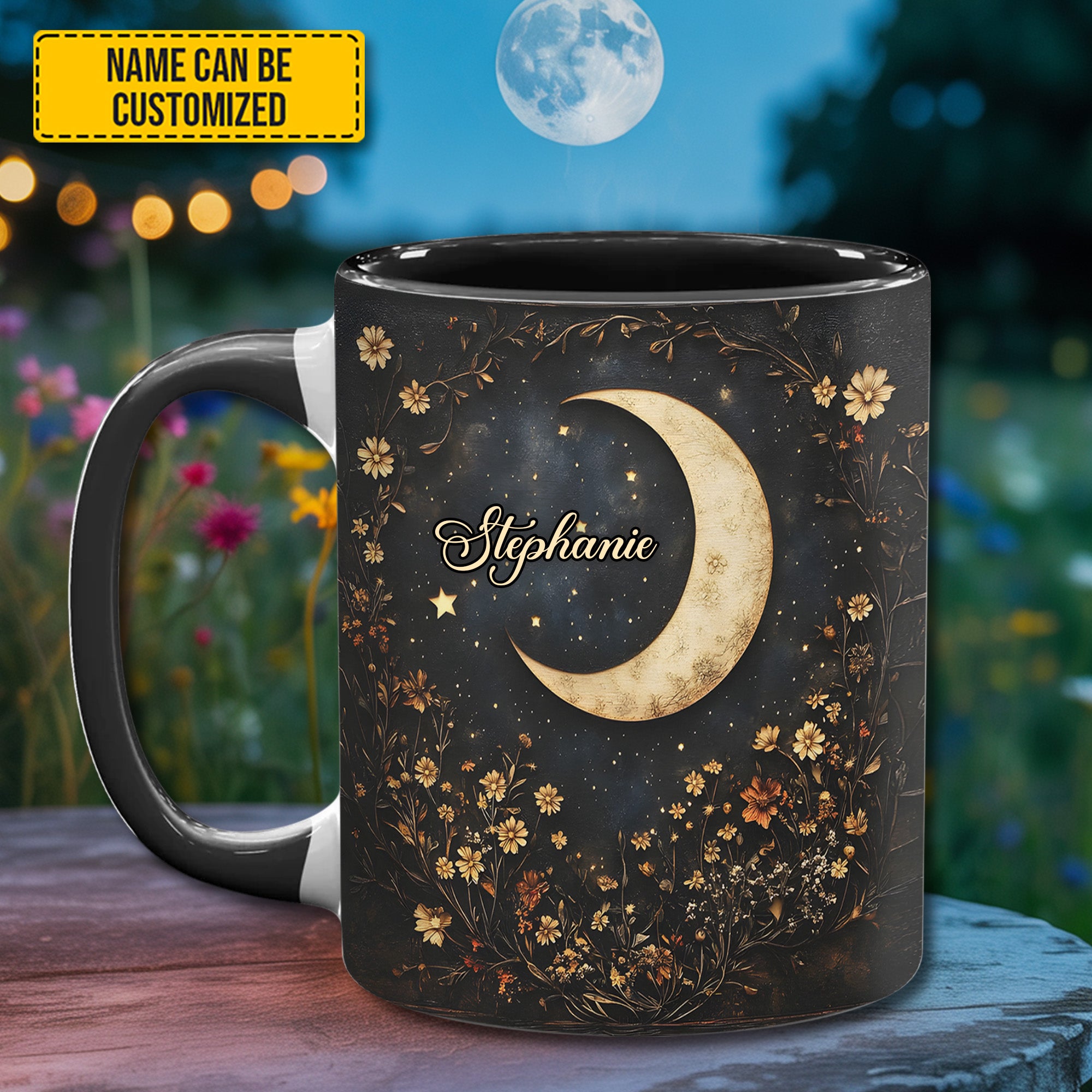 Personalized Accent Mug Crescent Moon Wildflower Gift For Wildflower Gardeners - Image 3