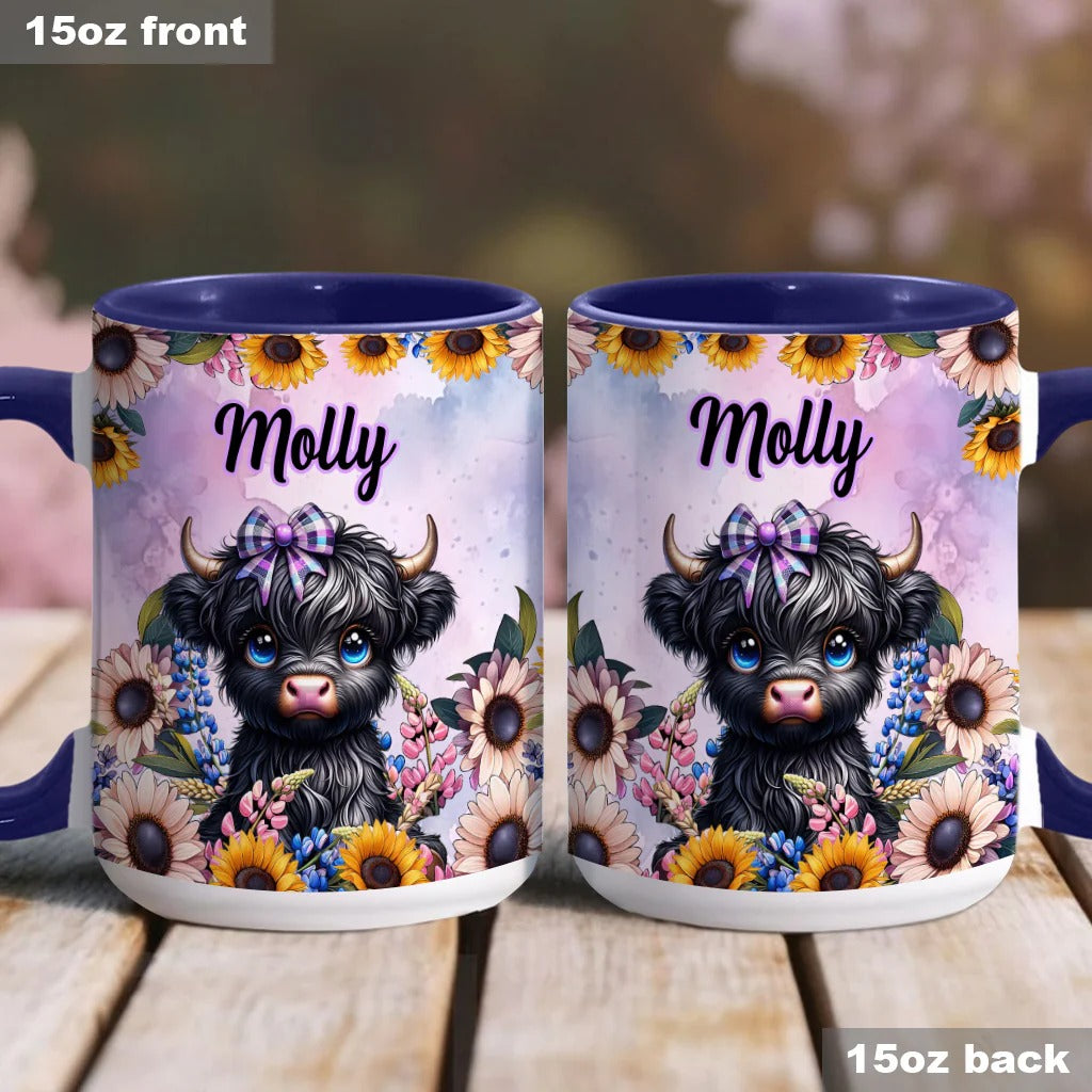 Personalized Accent Mug Cute Little Highland Cow Highland Cow Gifts For Women - Image 3