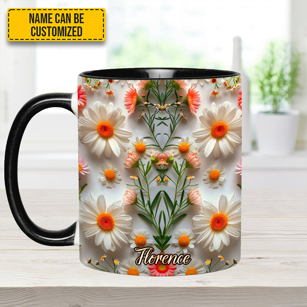 Personalized Accent Mug Daisy Flower Accent Mug Flower Gifts For Grandma - Image 5