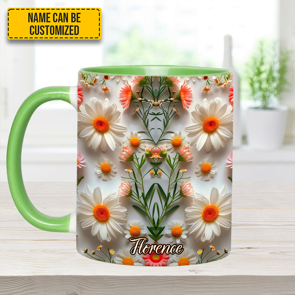 Personalized Accent Mug Daisy Flower Accent Mug Flower Gifts For Grandma - Image 6