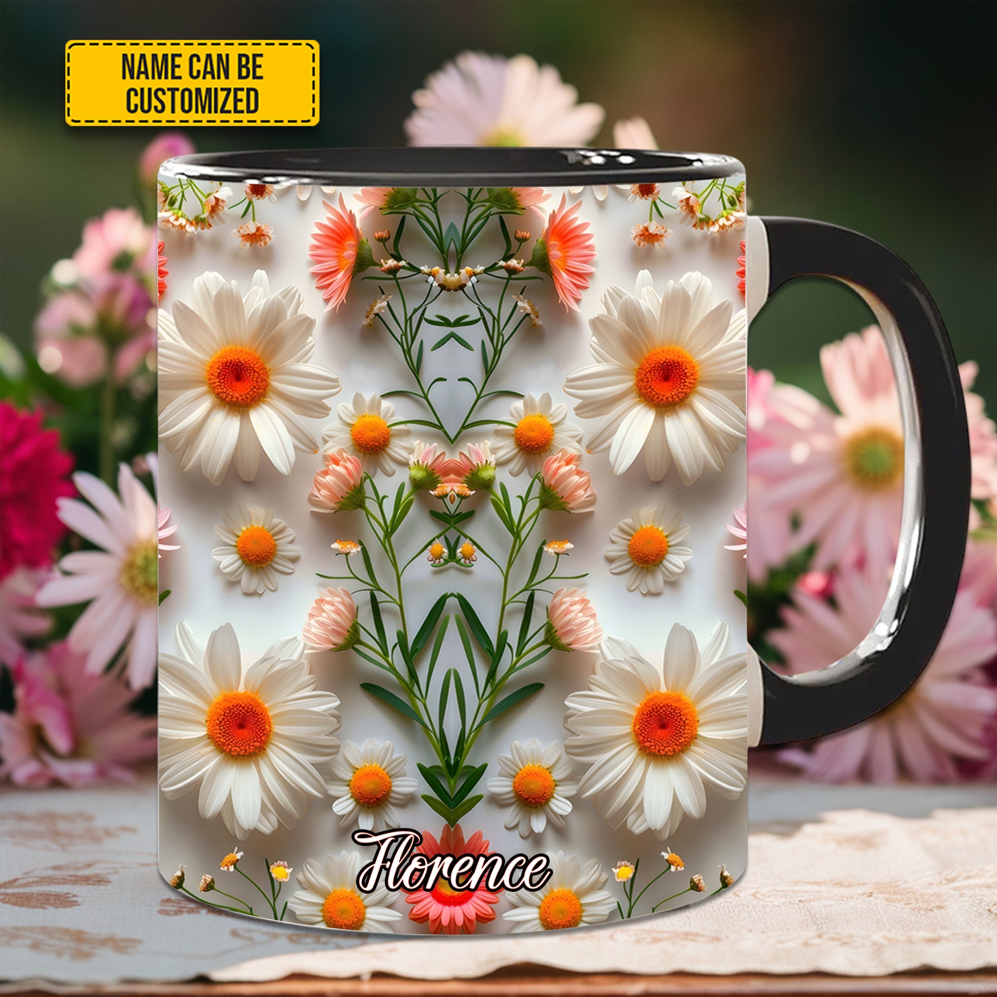 Personalized Accent Mug Daisy Flower Accent Mug Flower Gifts For Grandma