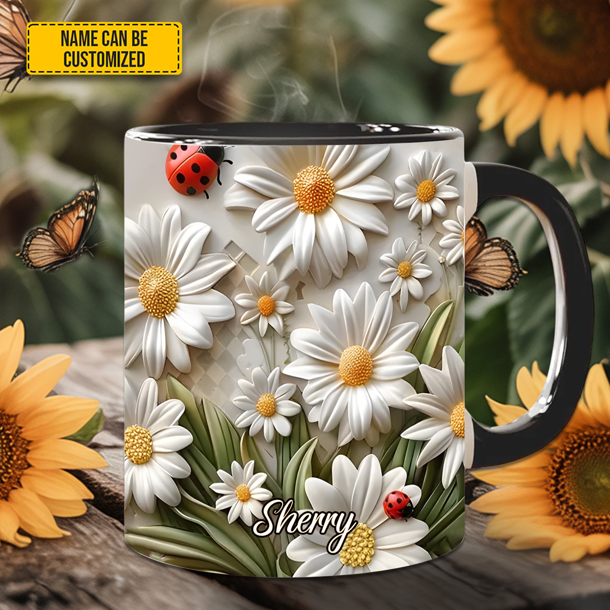 Personalized Accent Mug Daisy flower Cute Gift For friends - Image 3