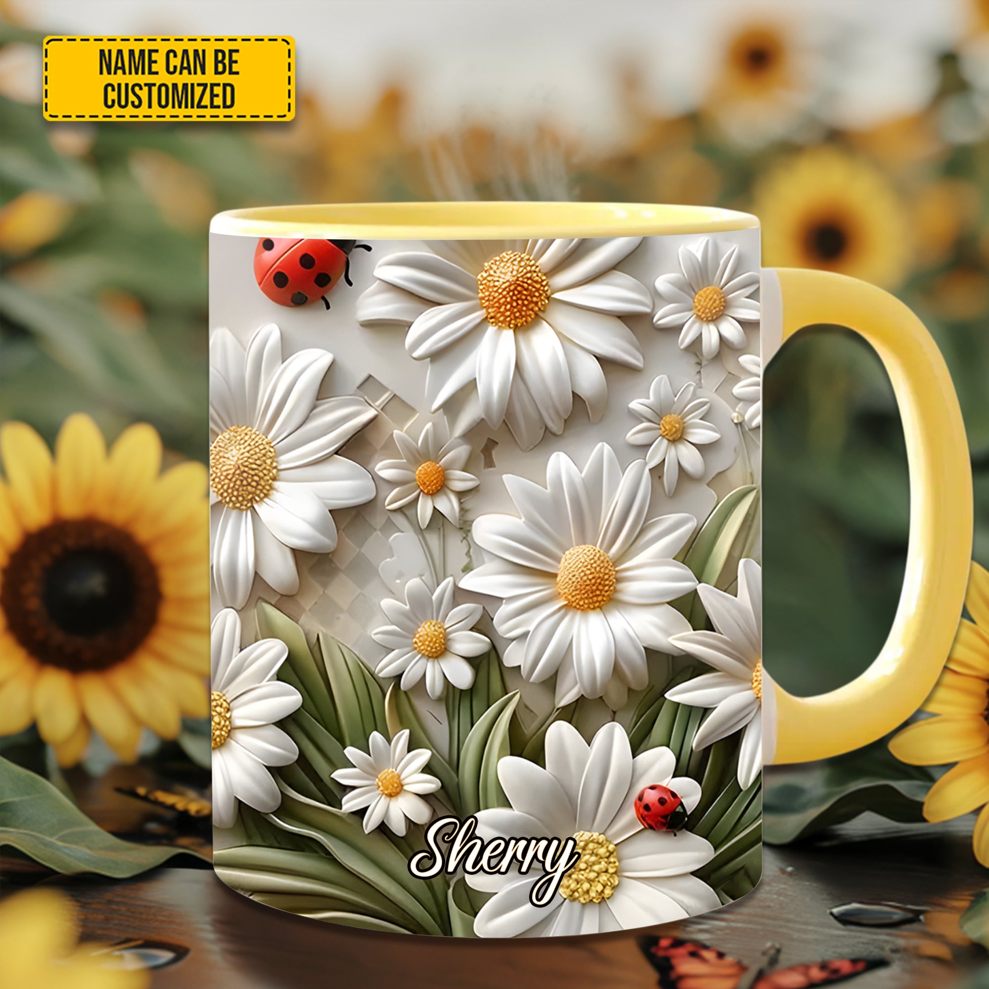 Personalized Accent Mug Daisy flower Cute Gift For friends
