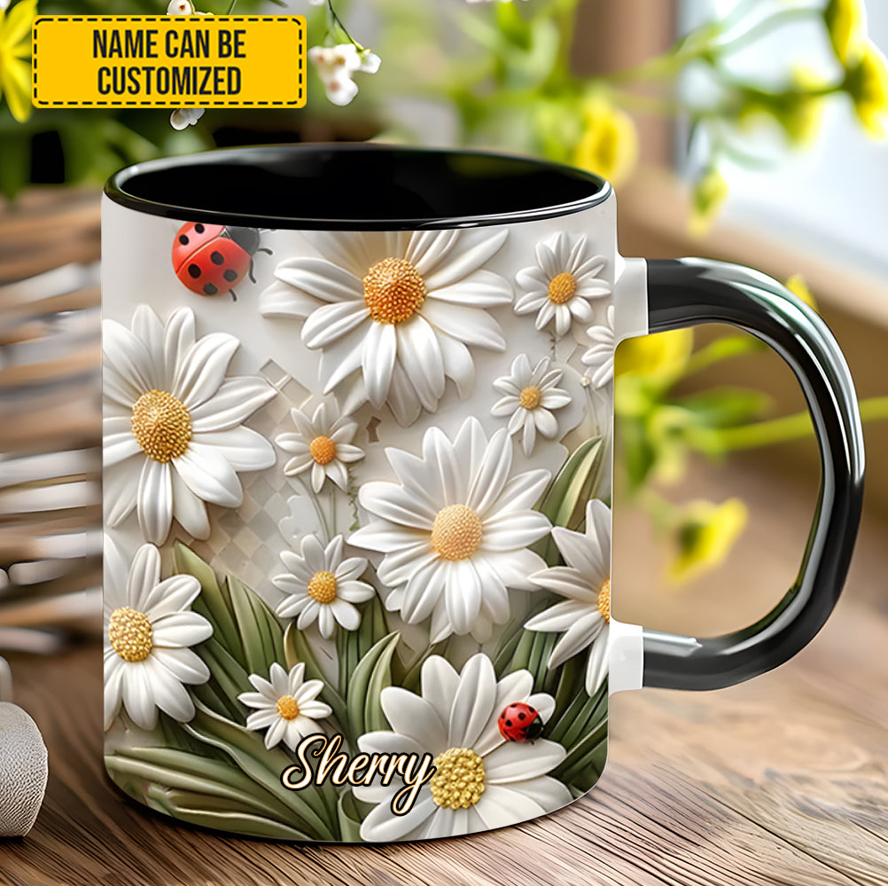 Personalized Accent Mug Daisy flower Cute Gift For friends - Image 2