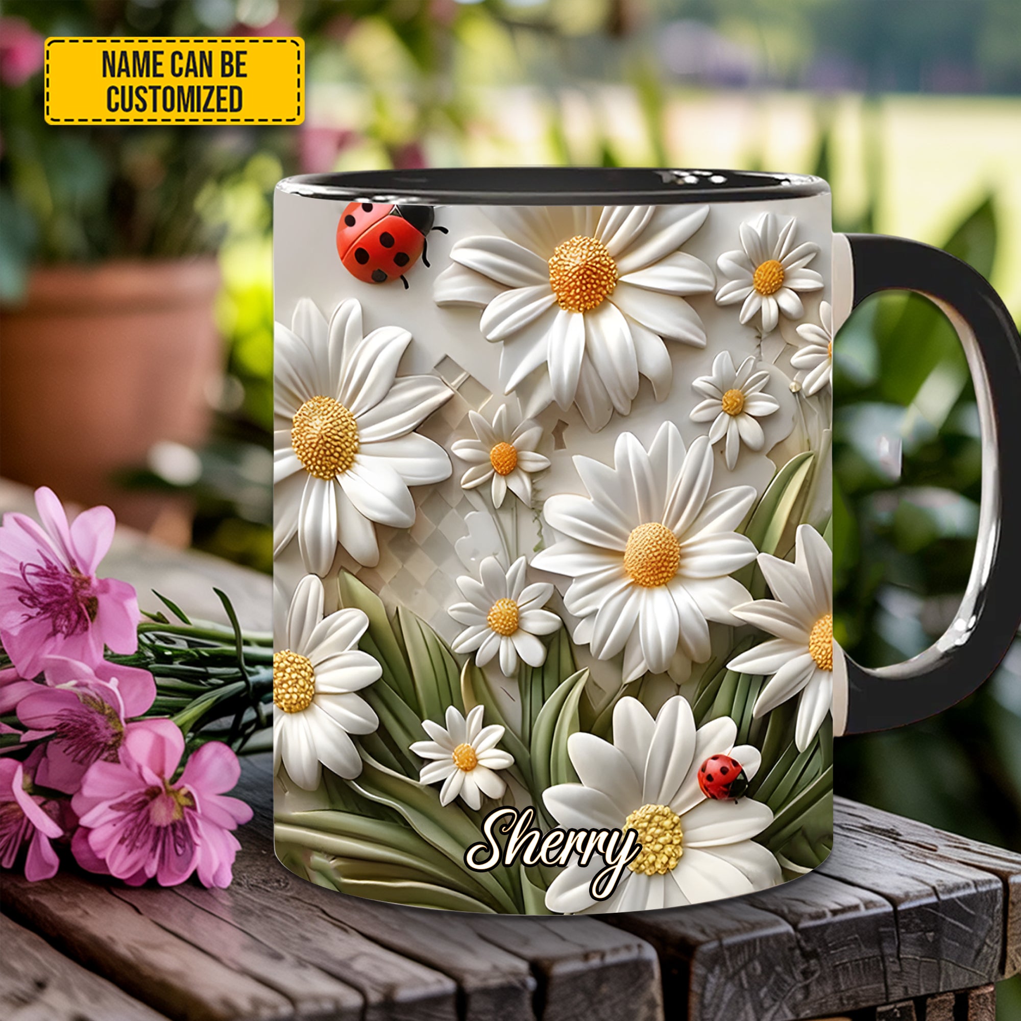 Personalized Accent Mug Daisy flower Cute Gift For friends - Image 4