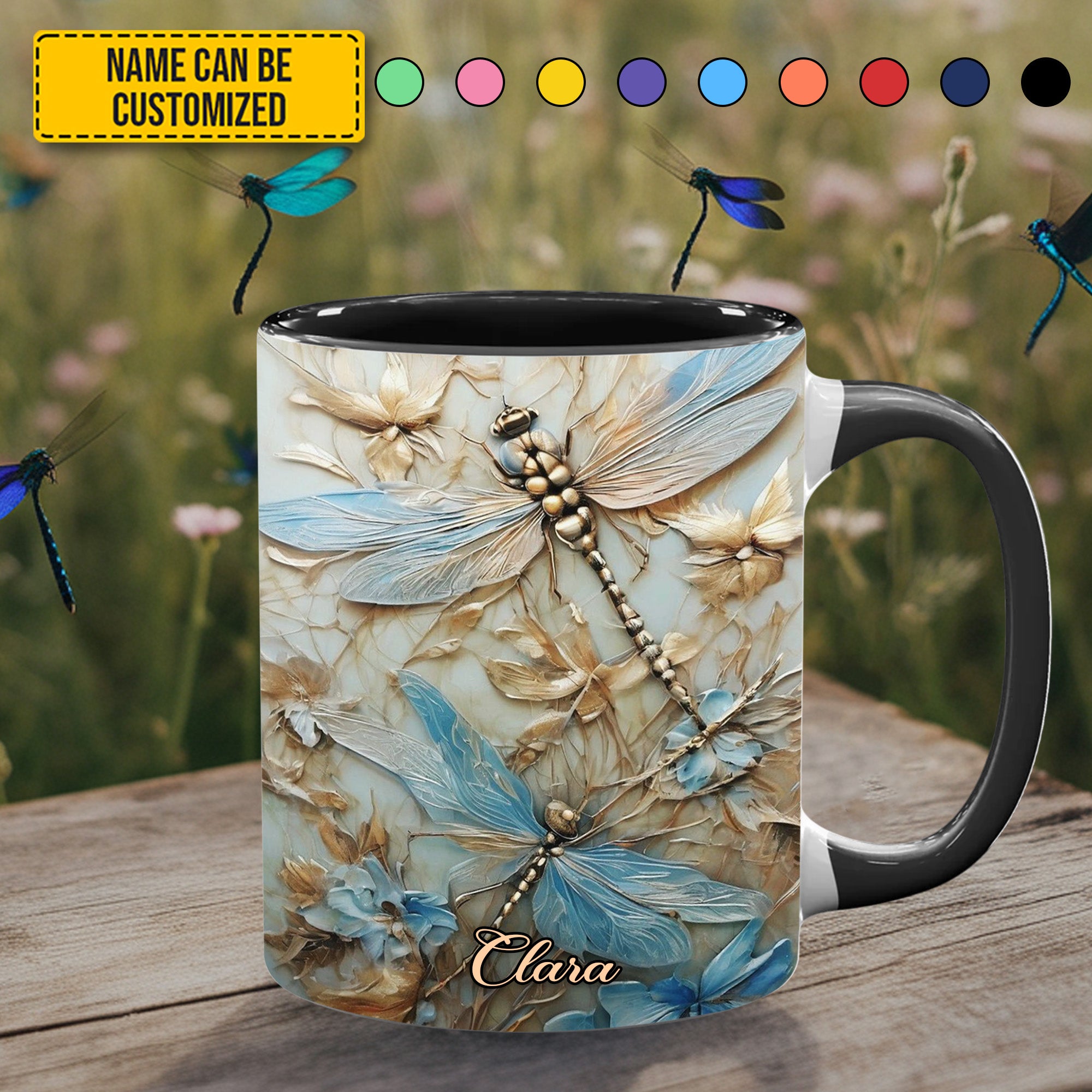 Personalized Accent Mug Dragonflies Accent Mug Great Gift For Dragonfly Lovers - Image 2
