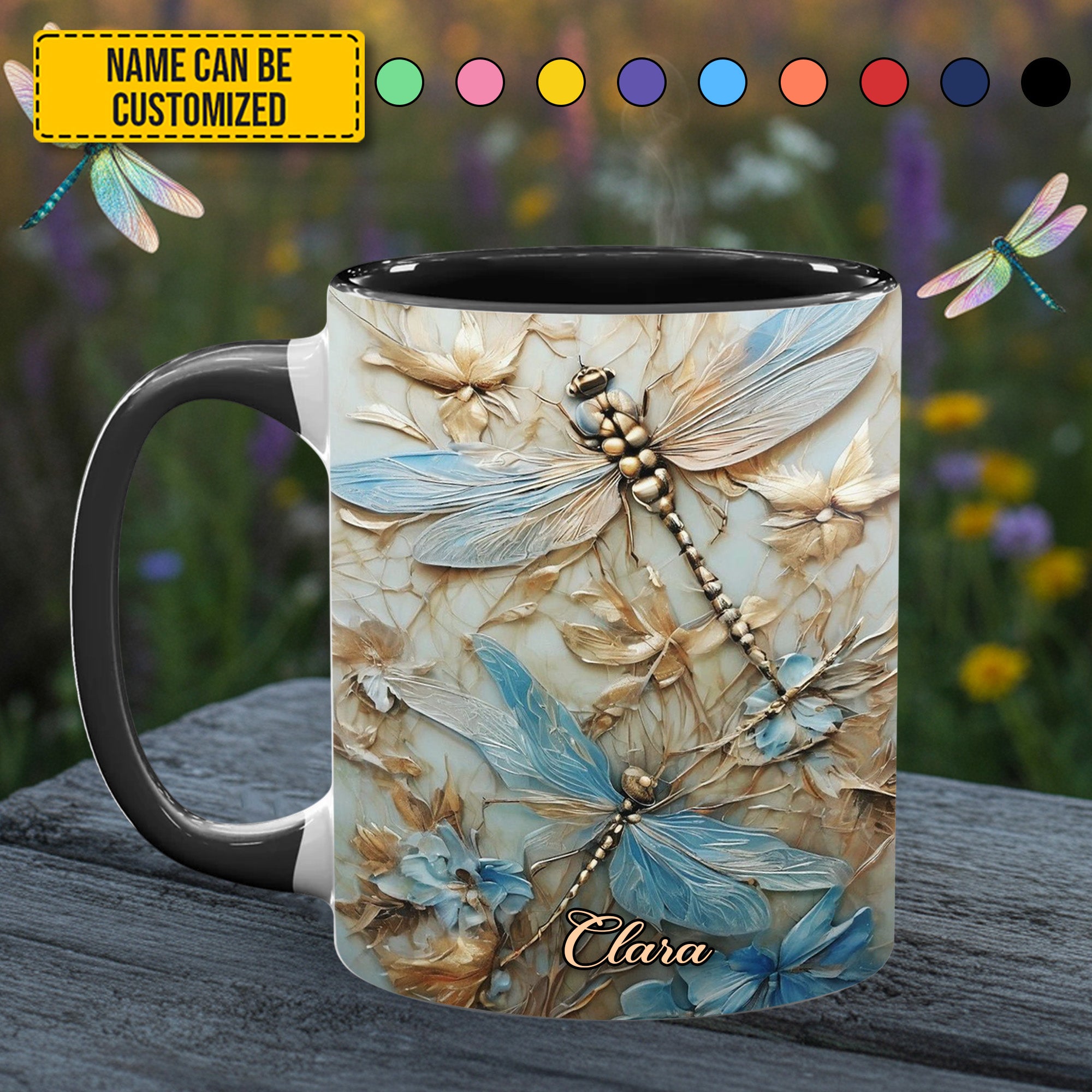 Personalized Accent Mug Dragonflies Accent Mug Great Gift For Dragonfly Lovers - Image 3