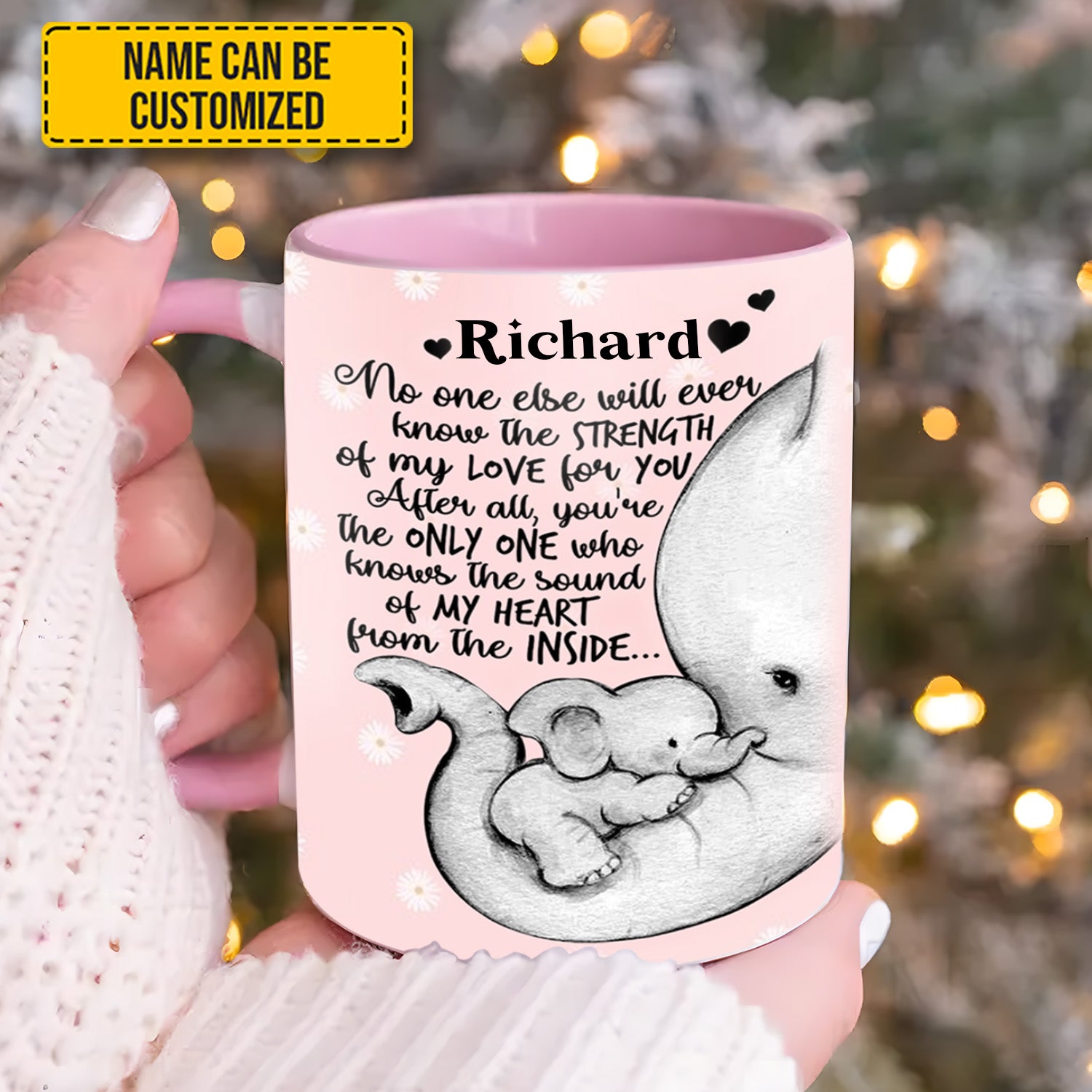 Personalized Accent Mug Elephant Mother's Day Cute Gift For Daughter - Image 3