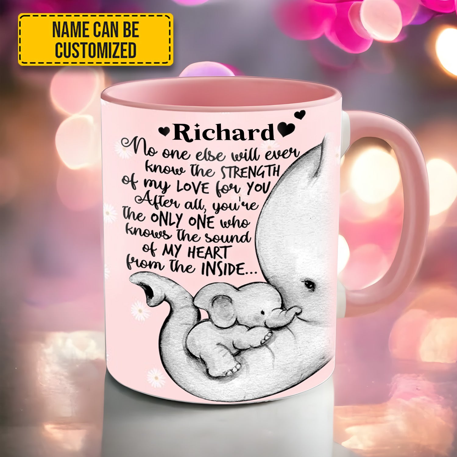 Personalized Accent Mug Elephant Mother's Day Cute Gift For Daughter
