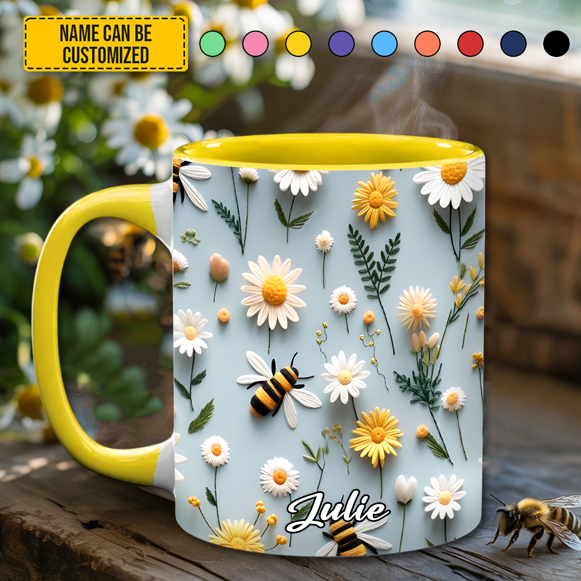 Personalized Accent Mug Floral Bee Birthday Gifts For Flower Lovers - Image 9