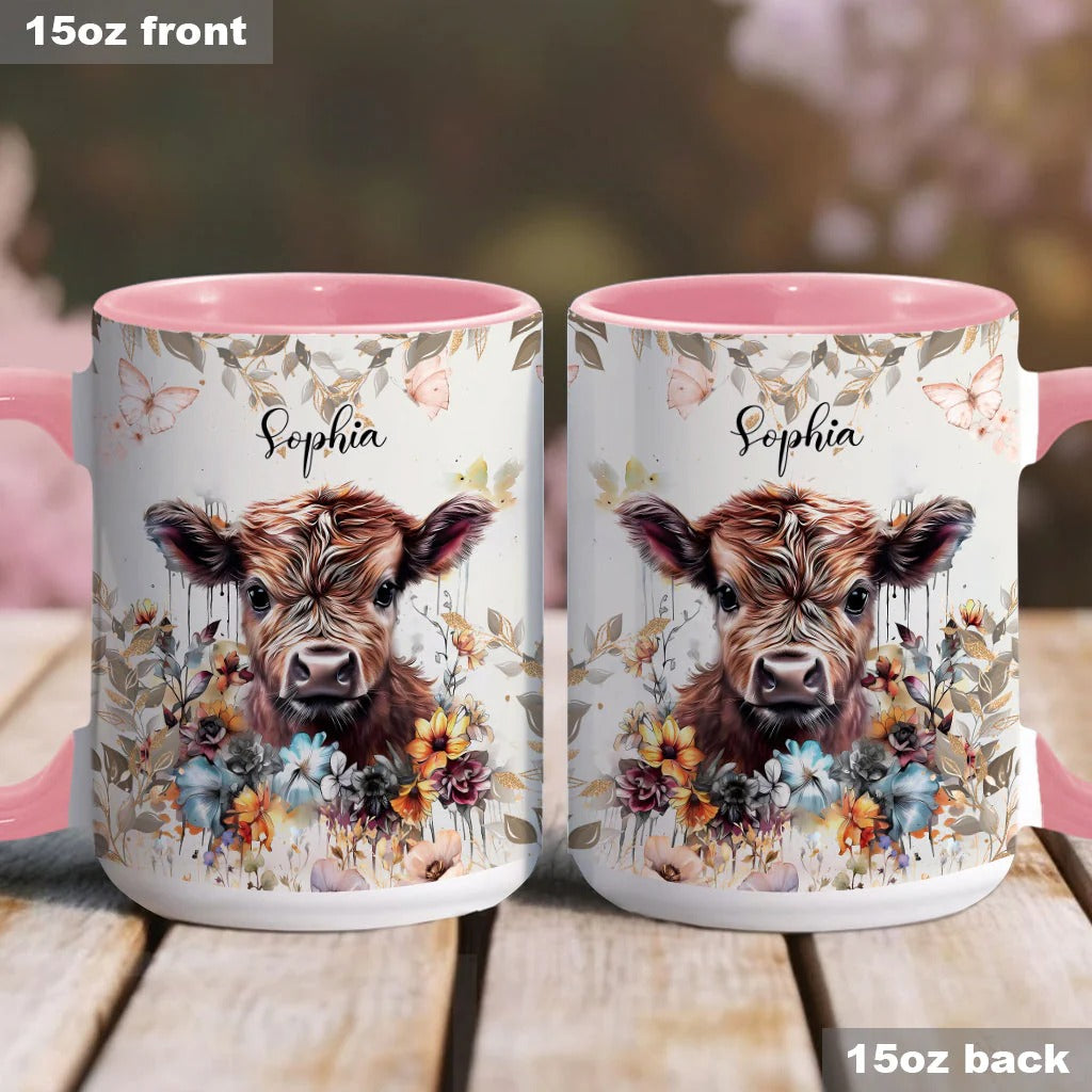 Personalized Accent Mug Floral Cow Cow Gifts Ideas For Him - Image 3