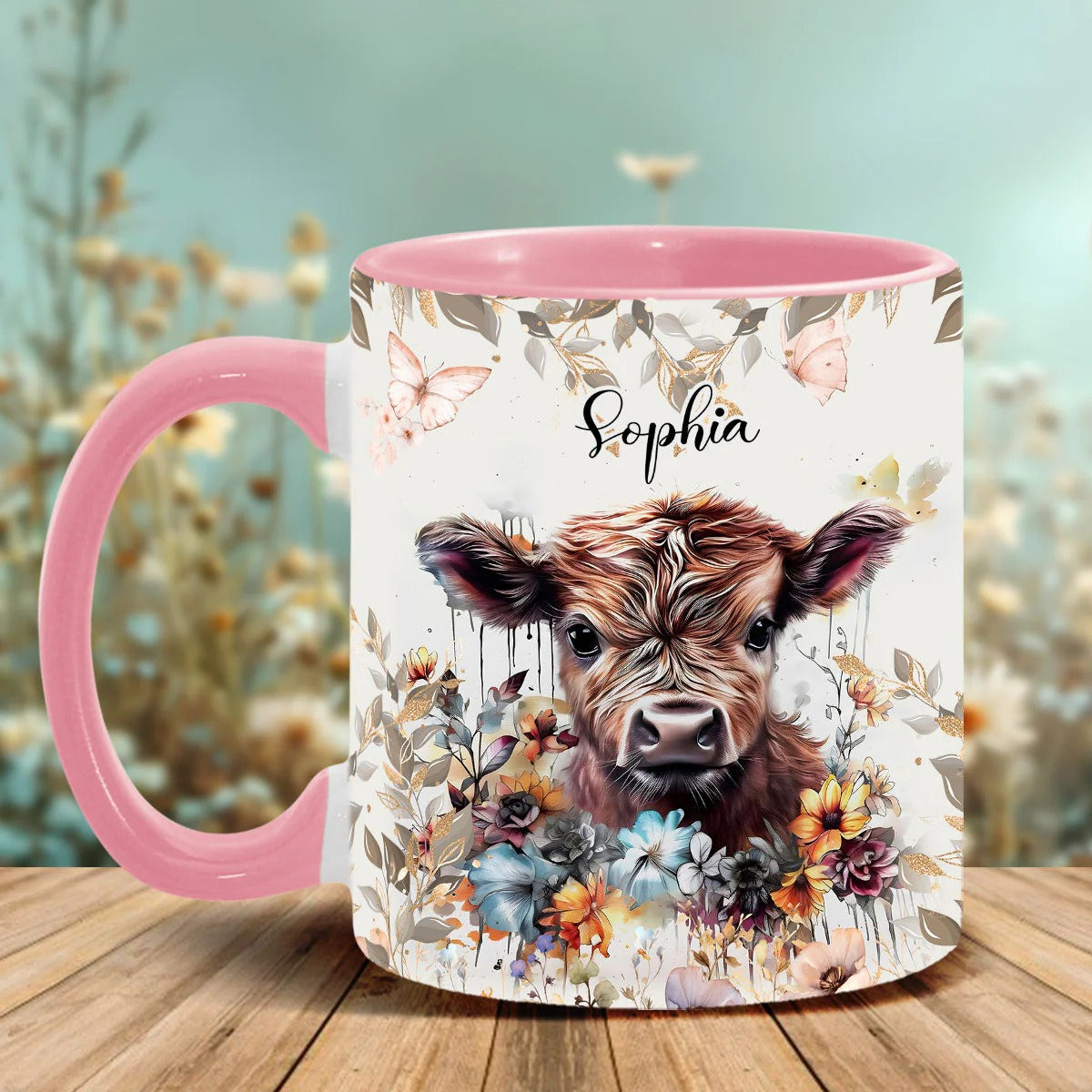 Personalized Accent Mug Floral Cow Cow Gifts Ideas For Him - Image 2
