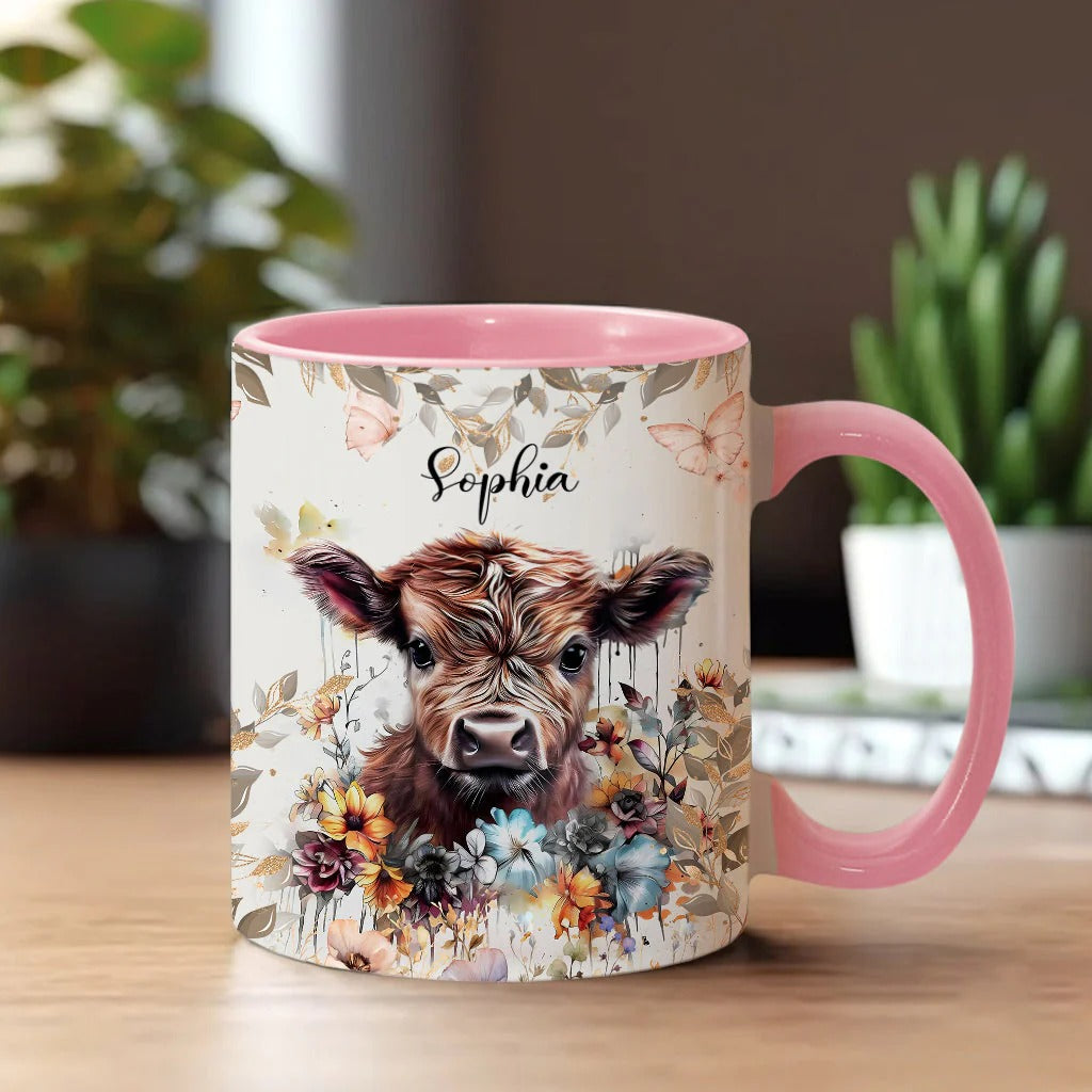 Personalized Accent Mug Floral Cow Cow Gifts Ideas For Him - Image 4