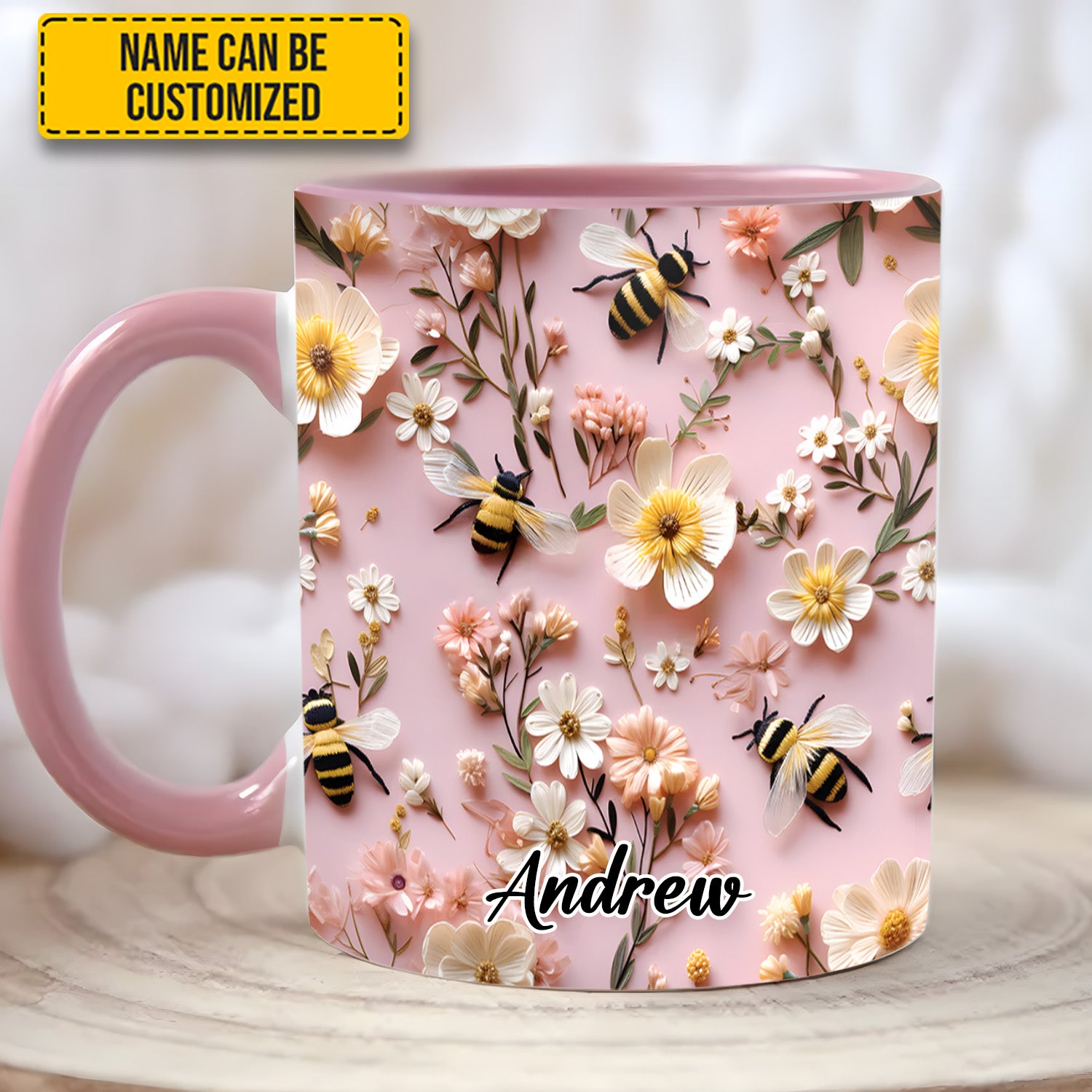 Personalized Accent Mug Flower and Bee Flower Gifts For Mom - Image 3