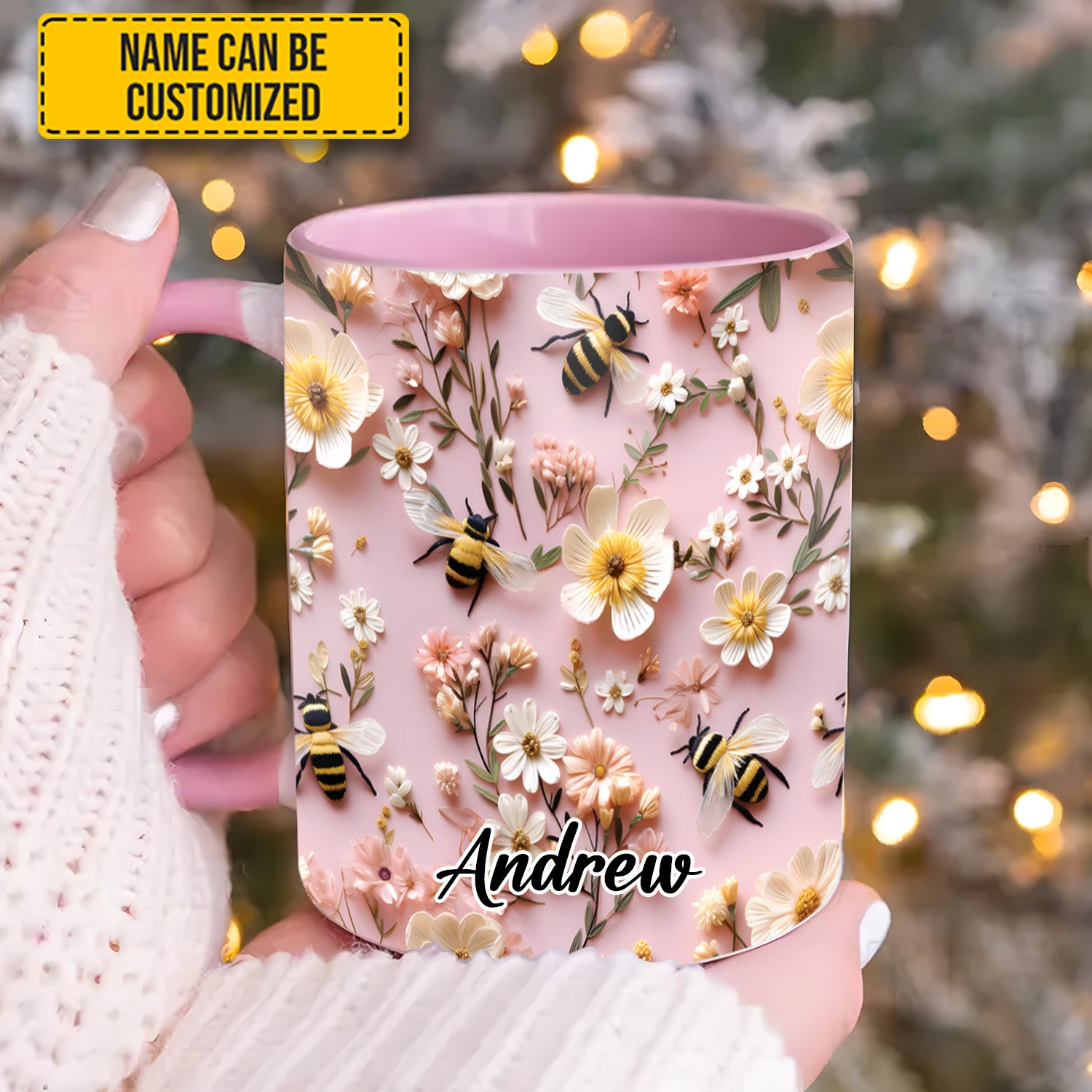 Personalized Accent Mug Flower and Bee Flower Gifts For Mom - Image 2