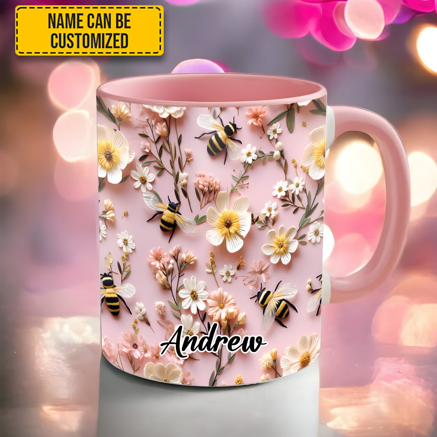 Personalized Accent Mug Flower and Bee Flower Gifts For Mom - Image 4