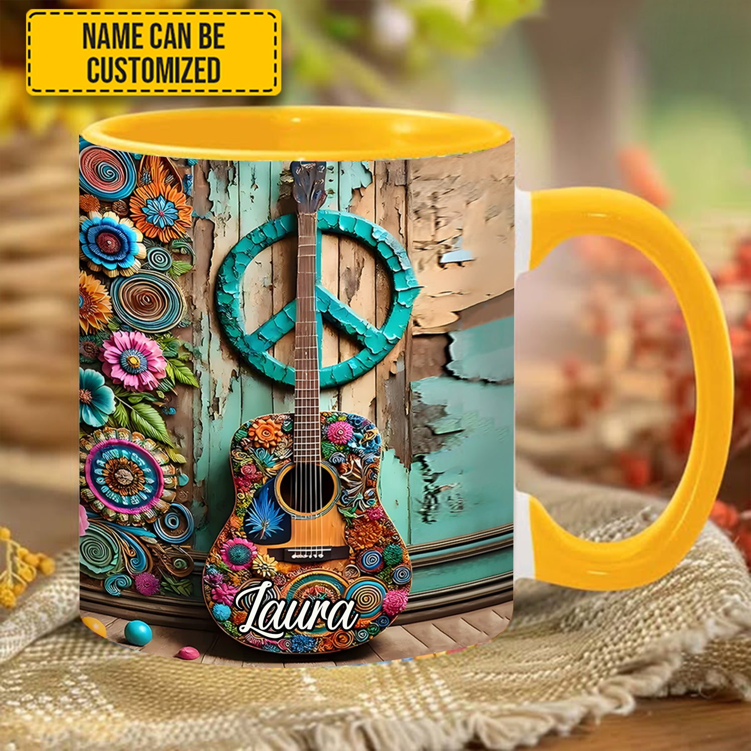 Personalized Accent Mug Guitar & Hippie accent mug Gift Ideas For Guitar Players - Image 2