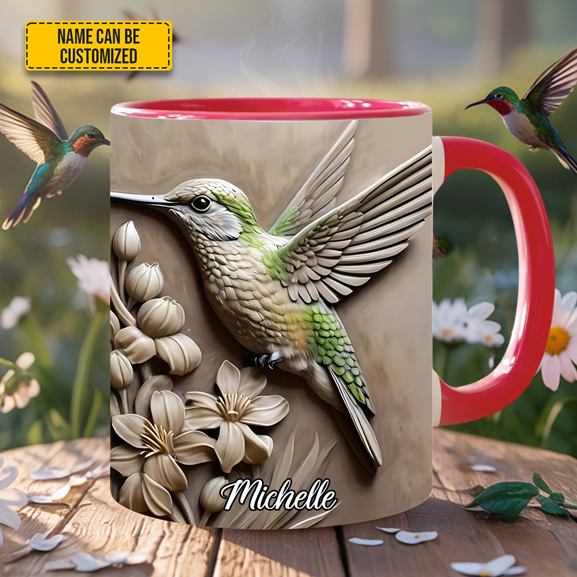 Personalized Accent Mug Hummingbird Accent Mug Awesome Hummingbird Gifts - Image 3