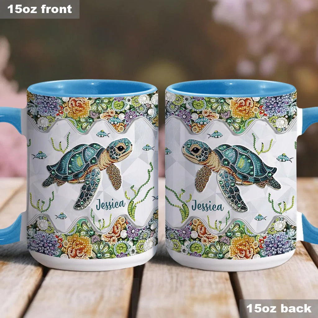 Personalized Accent Mug Just A Girl Who Loves Turtle Sea Turtle Gift For Mother - Image 4