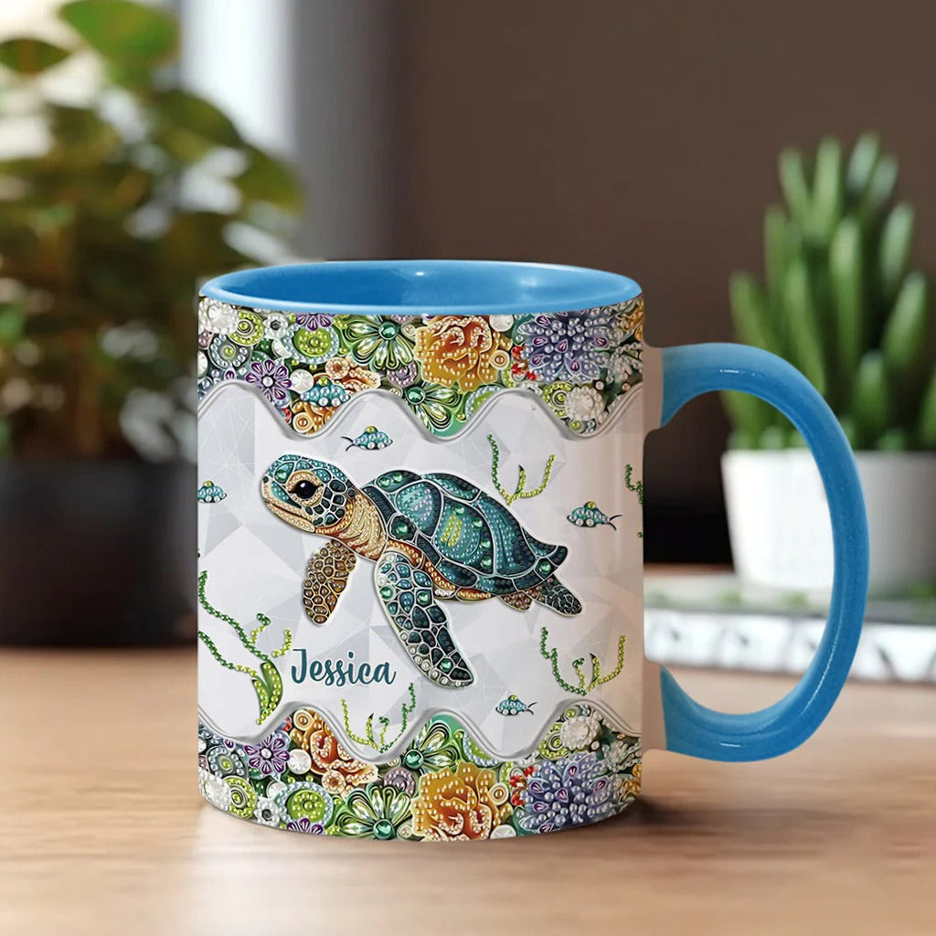 Personalized Accent Mug Just A Girl Who Loves Turtle Sea Turtle Gift For Mother - Image 2