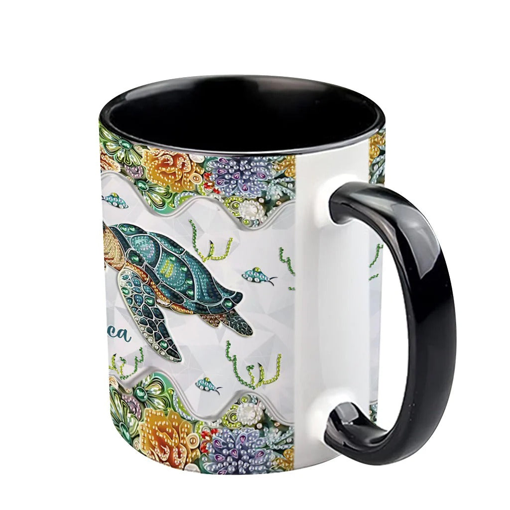 Personalized Accent Mug Just A Girl Who Loves Turtle Sea Turtle Gift For Mother - Image 5
