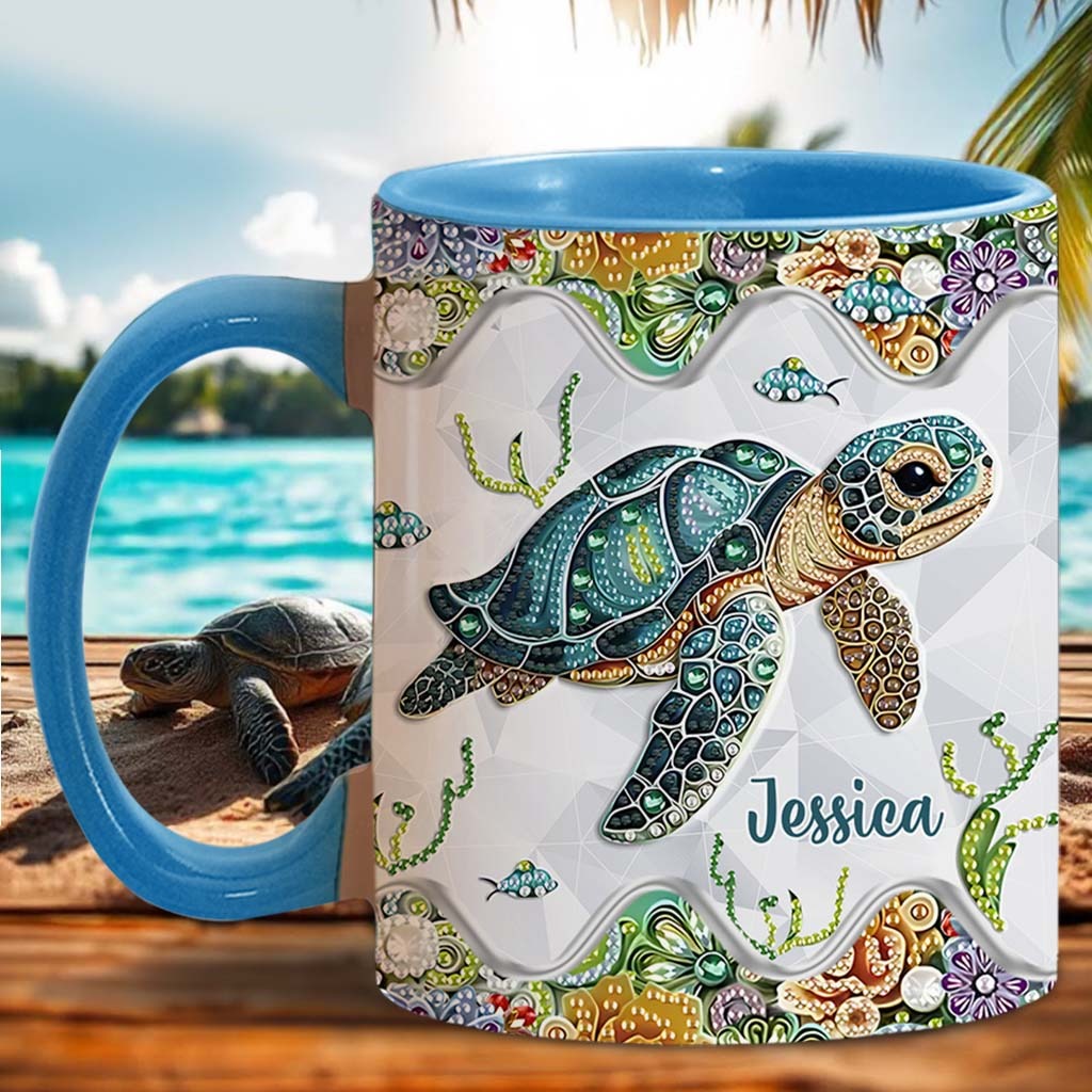 Personalized Accent Mug Just A Girl Who Loves Turtle Sea Turtle Gift For Mother