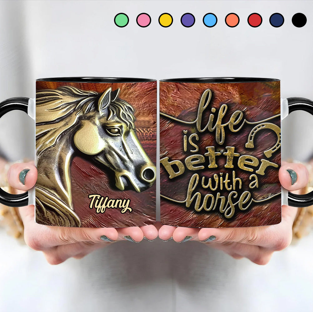 Personalized Accent Mug Life Is Better With A Horse Practical Gifts For Horse Owners - Image 2