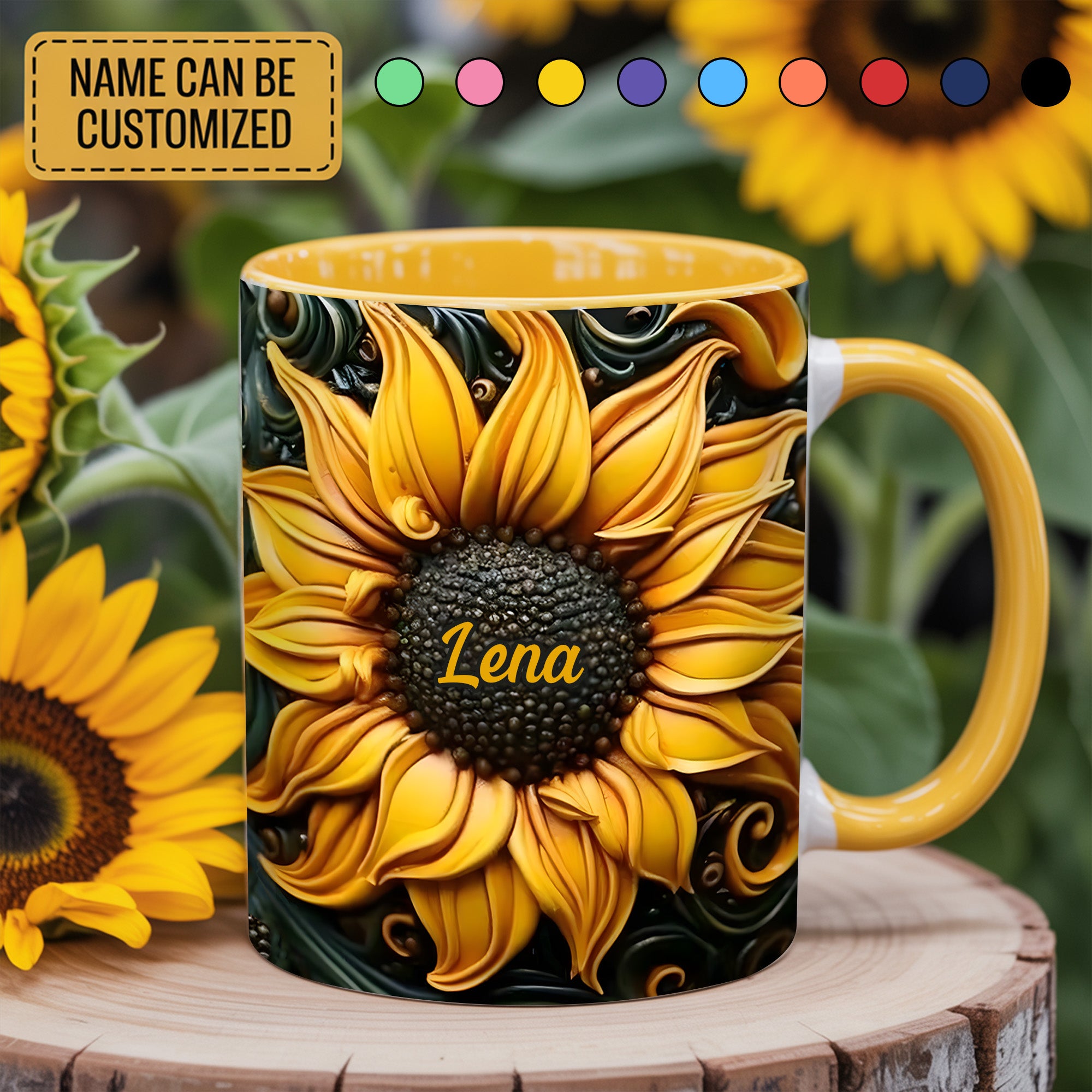 Personalized Accent Mug Love Sunflower Gift For Sunflower Lovers