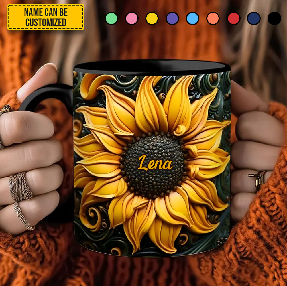 Personalized Accent Mug Love Sunflower Gift For Sunflower Lovers - Image 5